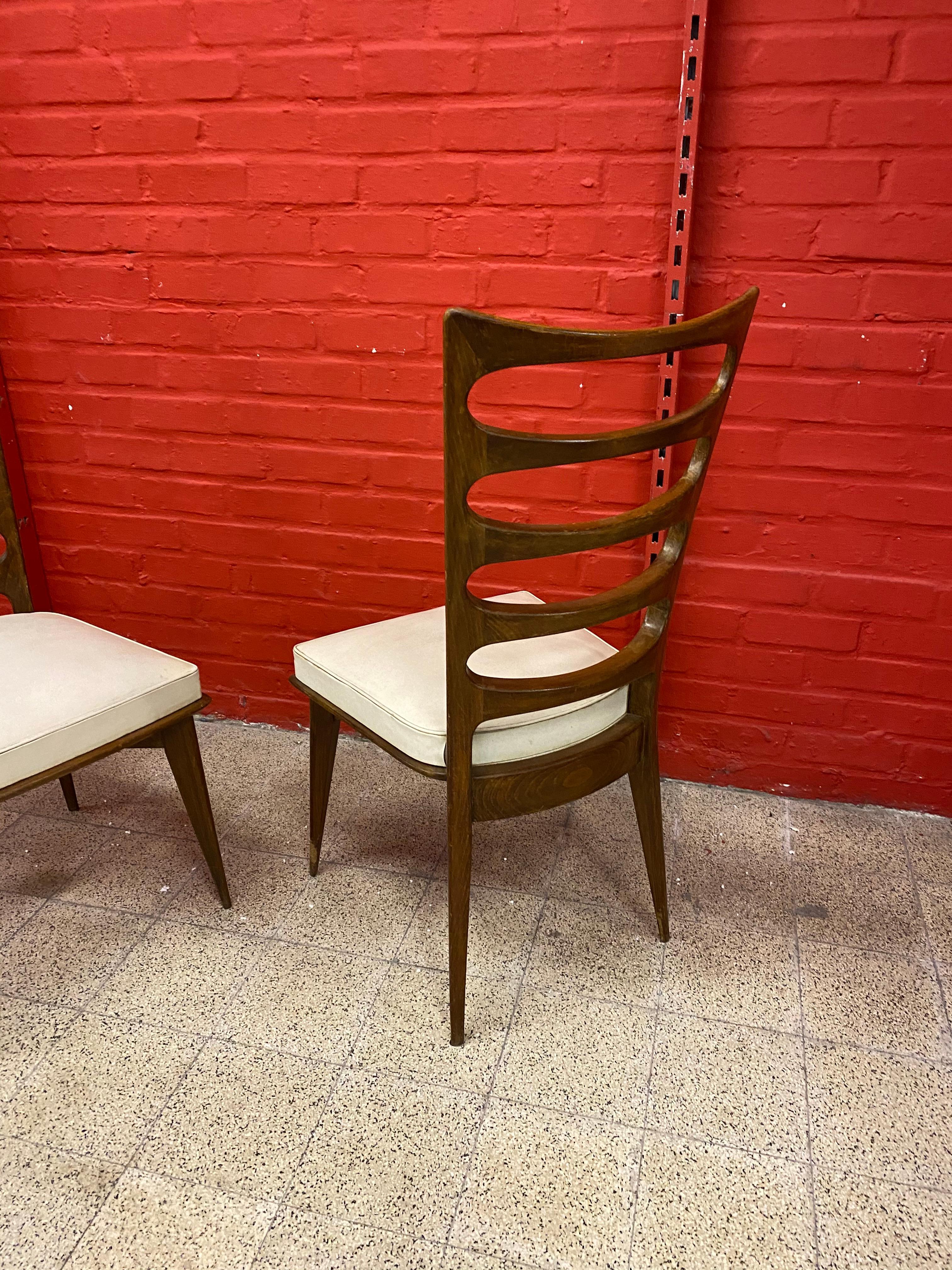 Mid-Century Modern Gaston Poisson, 2 Elegant Chairs circa 1950-1960  For Sale
