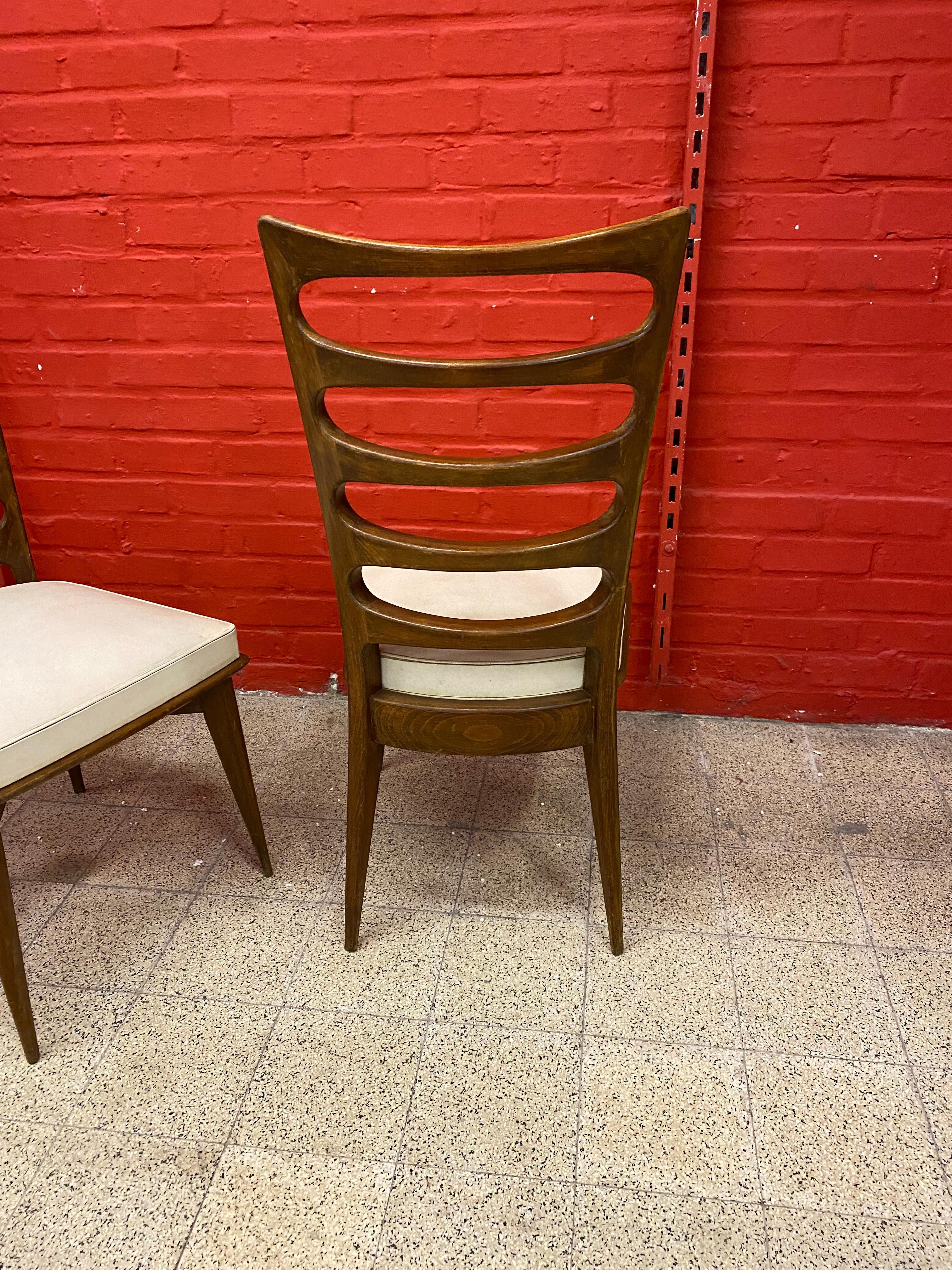 Gaston Poisson, 2 Elegant Chairs circa 1950-1960  In Good Condition For Sale In Saint-Ouen, FR