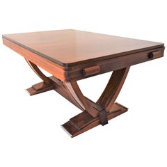 Gaston Poisson Art Deco Dining-Table in Solid Mahogany, 1930s