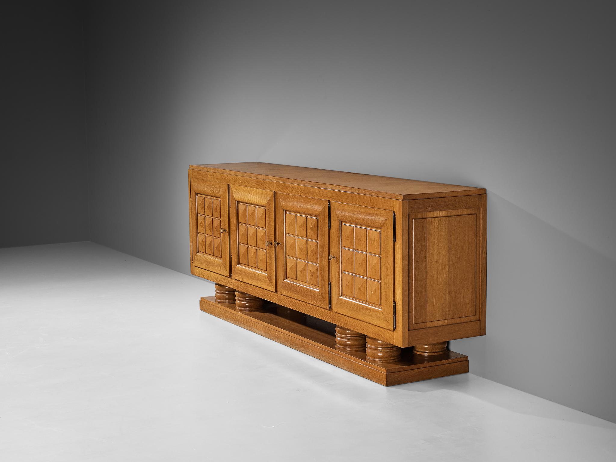 Gaston Poisson Art Deco Sideboard with Marquetry in Oak  For Sale 5