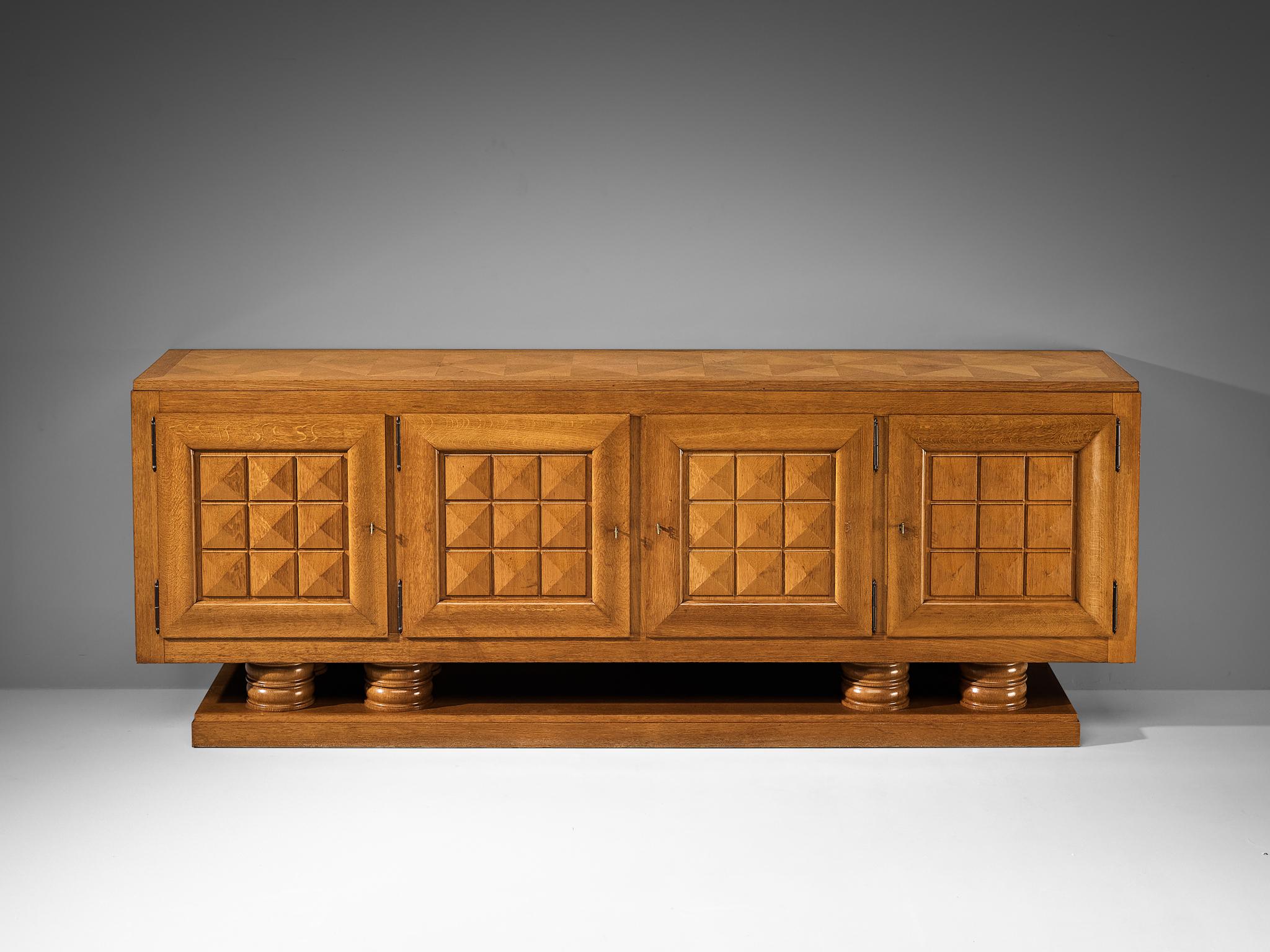 Gaston Poisson Art Deco Sideboard with Marquetry in Oak  For Sale 6