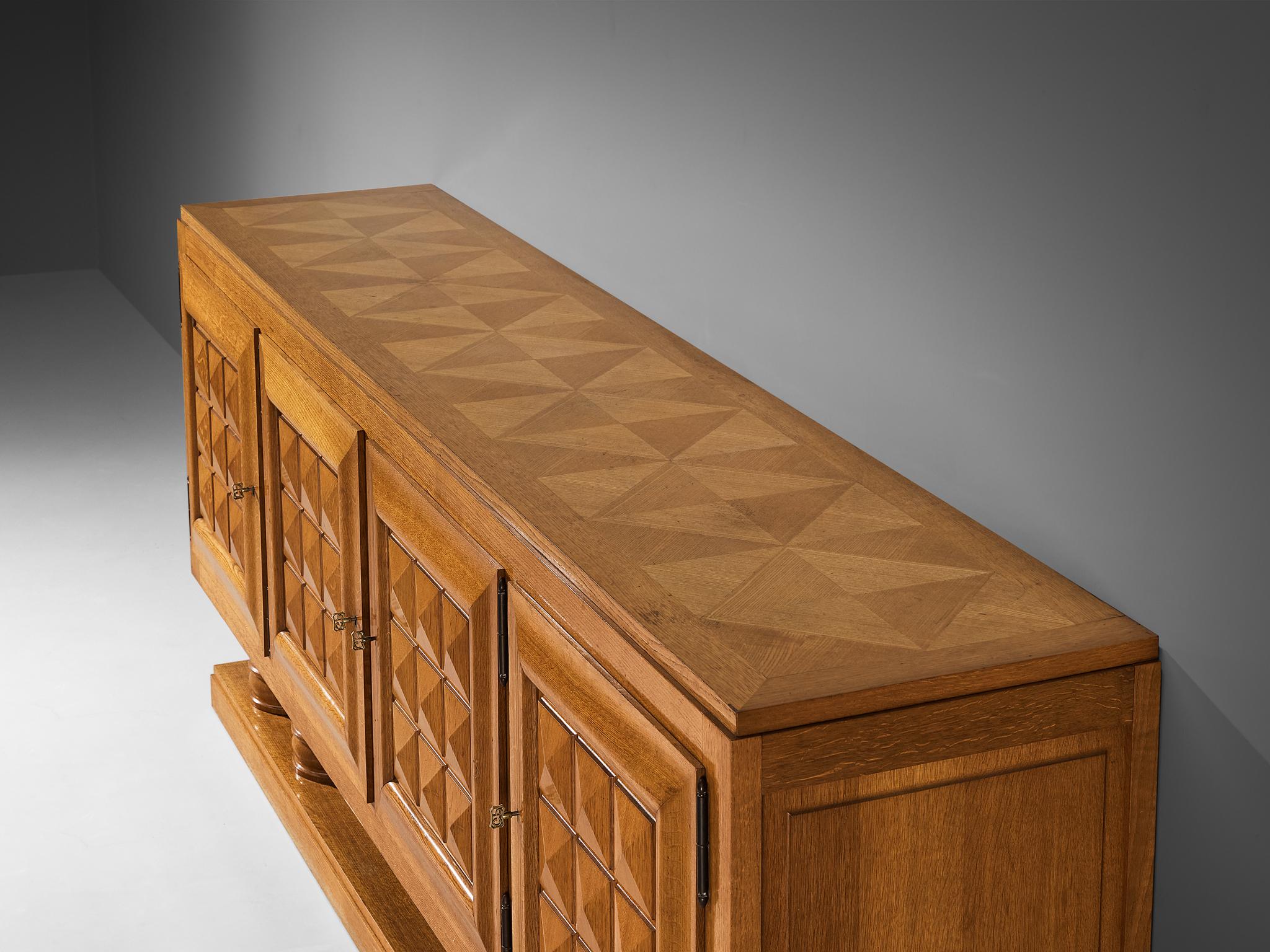 Gaston Poisson Art Deco Sideboard with Marquetry in Oak  For Sale 1