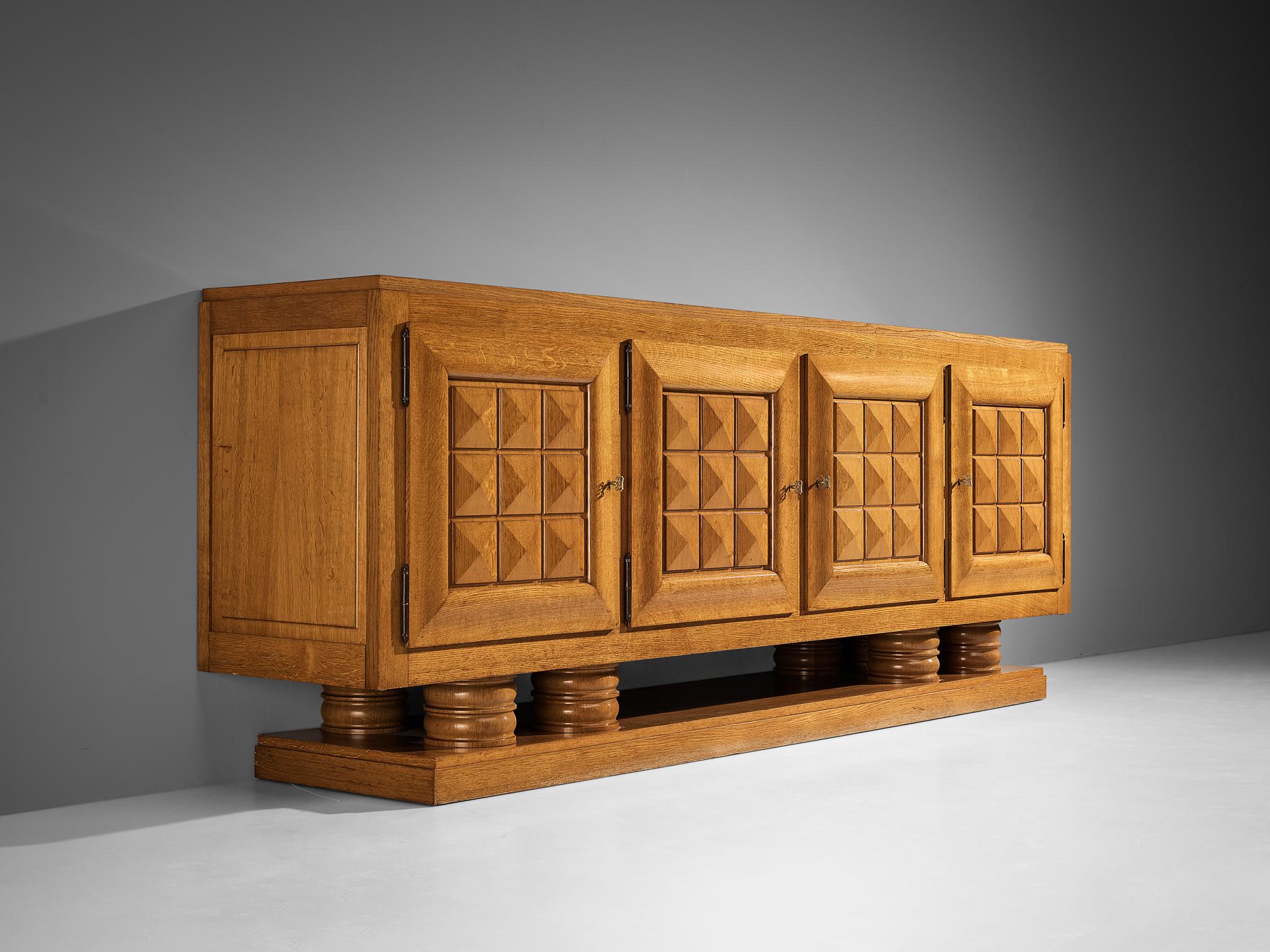 Gaston Poisson Art Deco Sideboard with Marquetry in Oak  For Sale 2