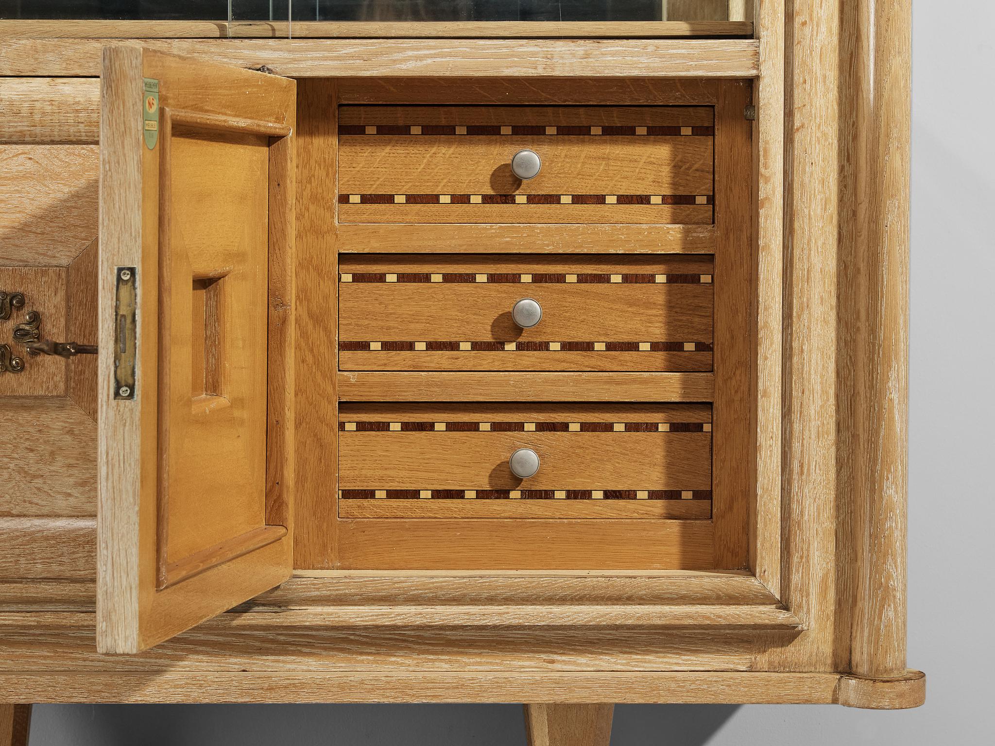 Gaston Poisson Art Deco Vitrine Cabinet in Blond Oak  For Sale 1