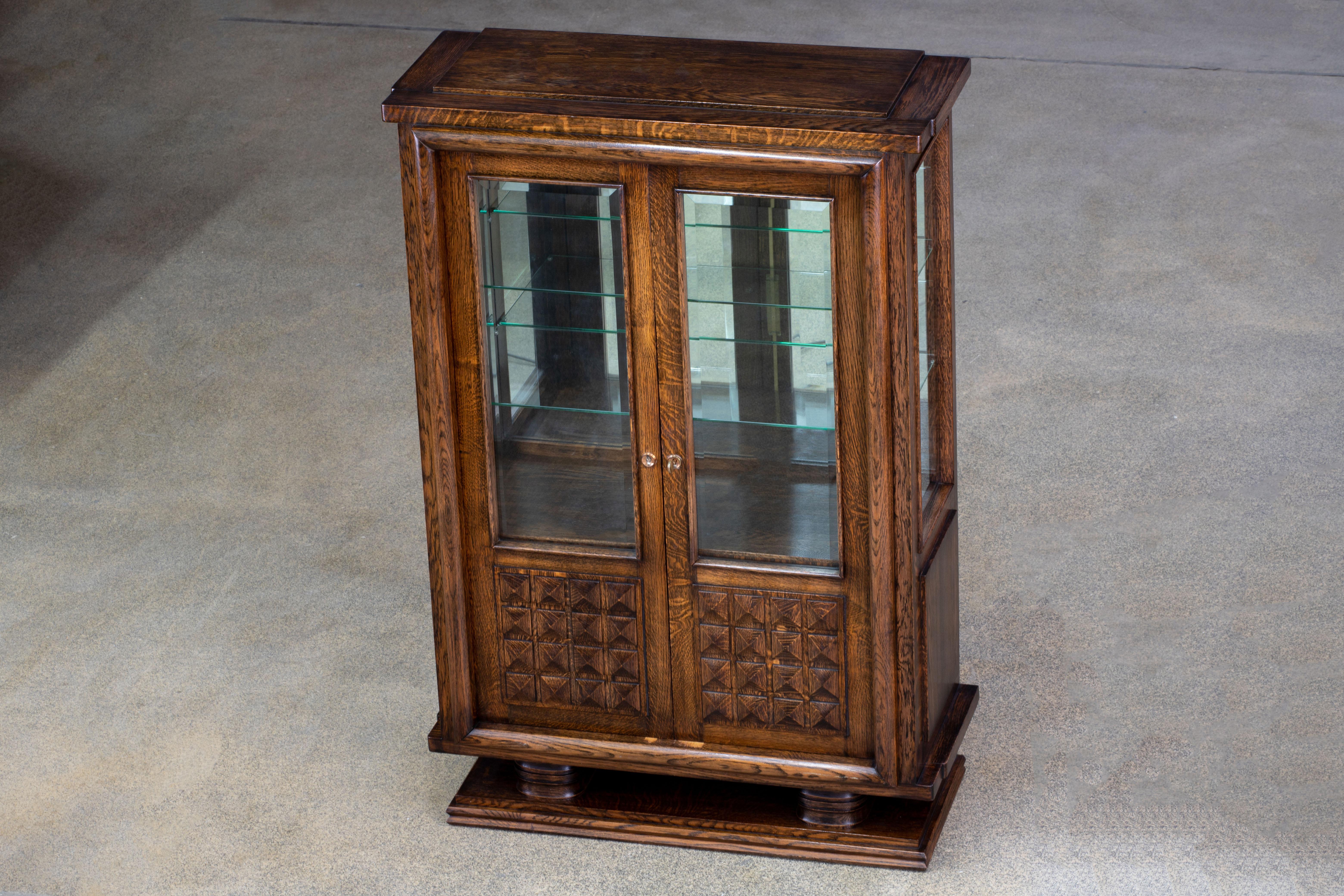 Gaston Poisson Brutalist Solid Oak Buffet, France, 1940s For Sale 8