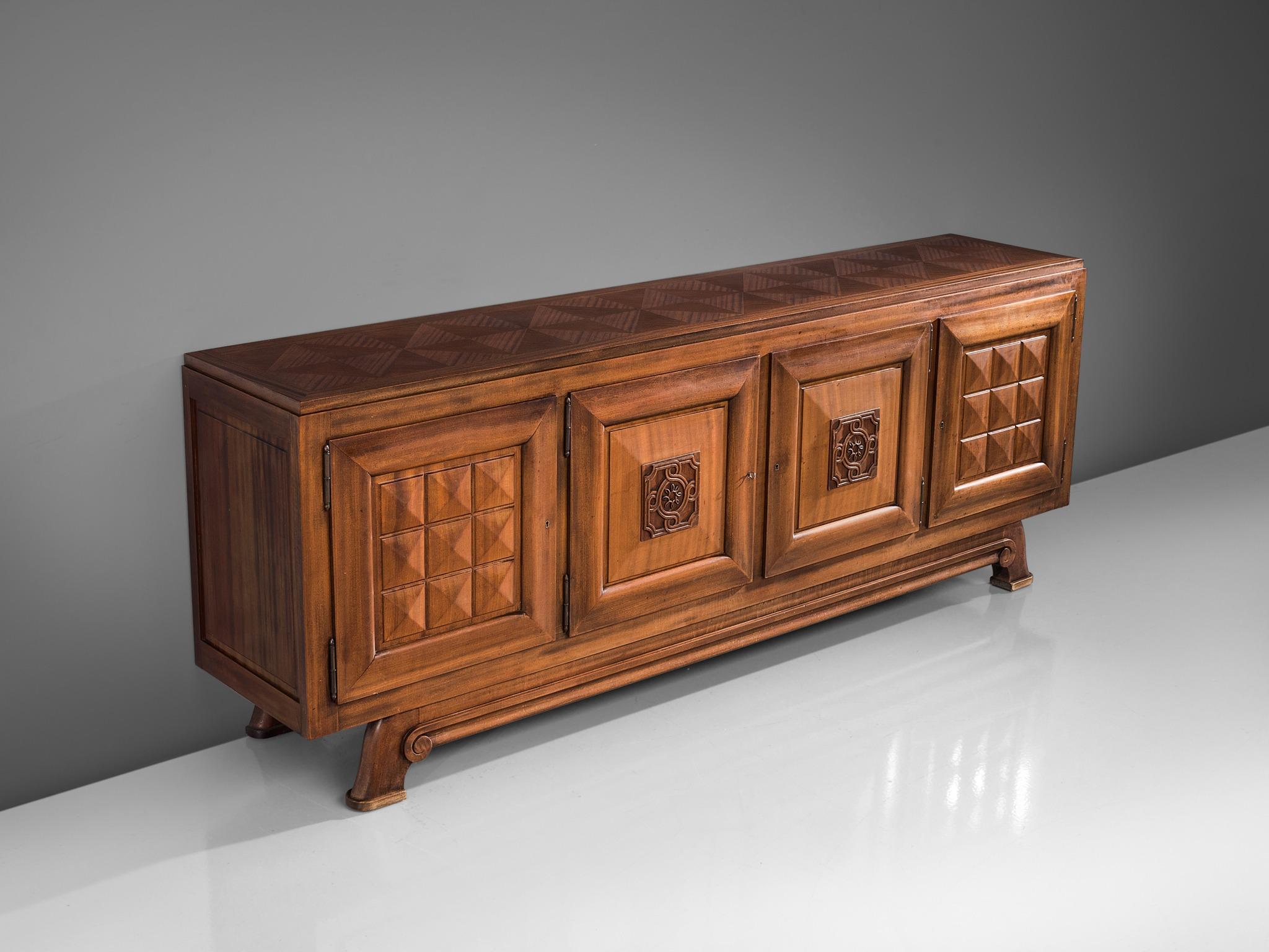 French Gaston Poisson Large Art Deco Credenza