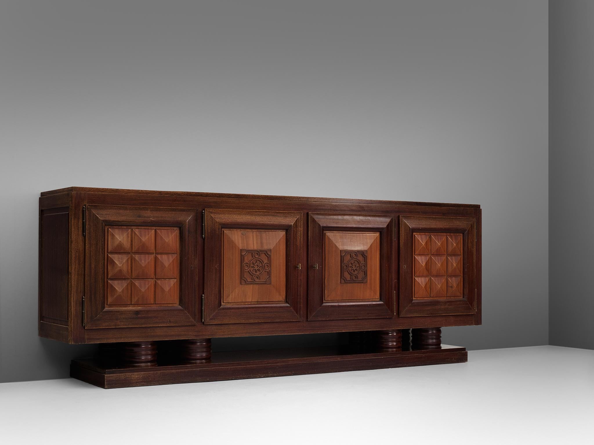 French Gaston Poisson Large Art Deco Credenza