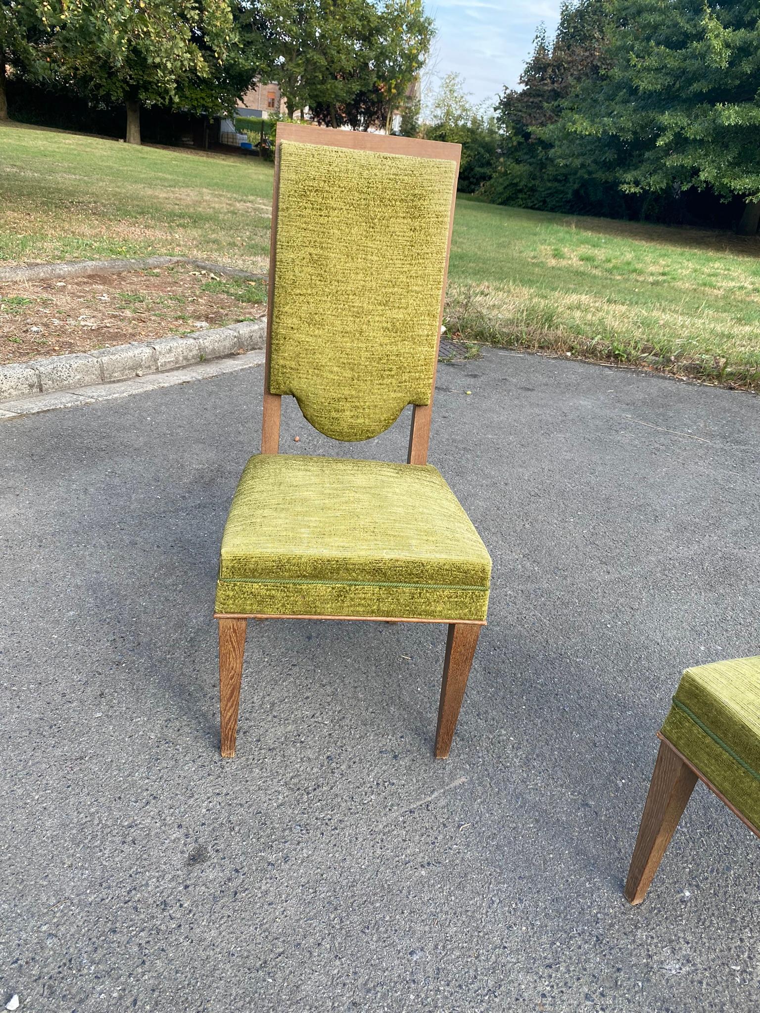 Maurice Jallot,  Set of Seven Art Deco Chairs in Oak, circa 1930/1940 For Sale 6