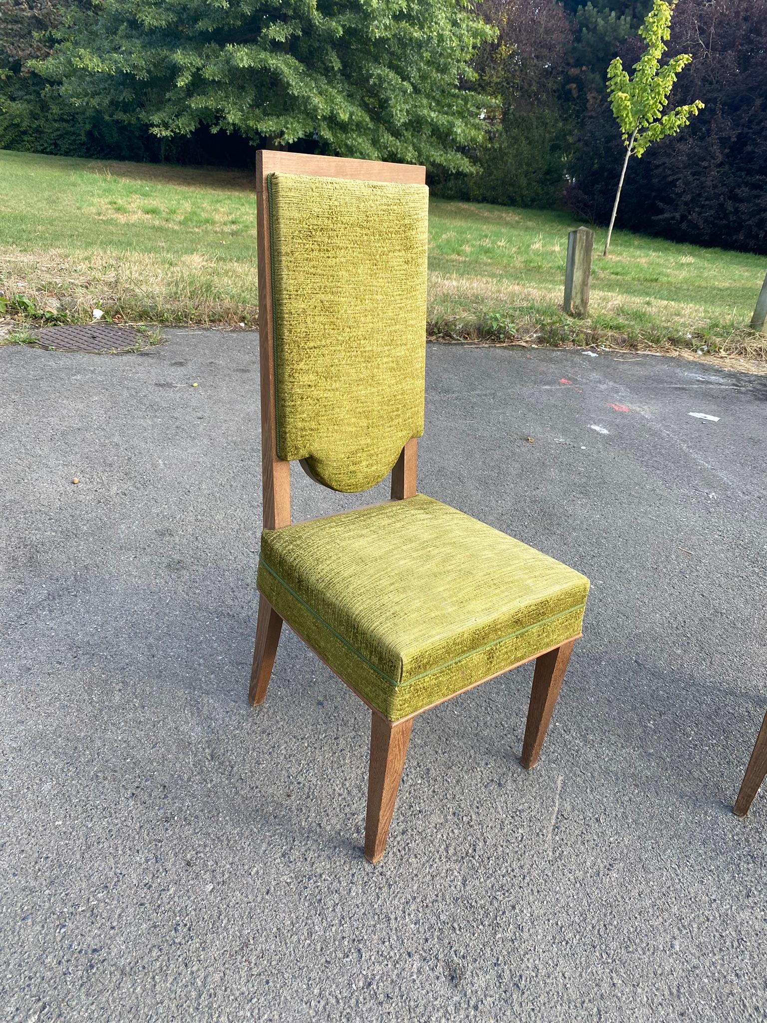 Maurice Jallot,  Set of Seven Art Deco Chairs in Oak, circa 1930/1940 For Sale 10