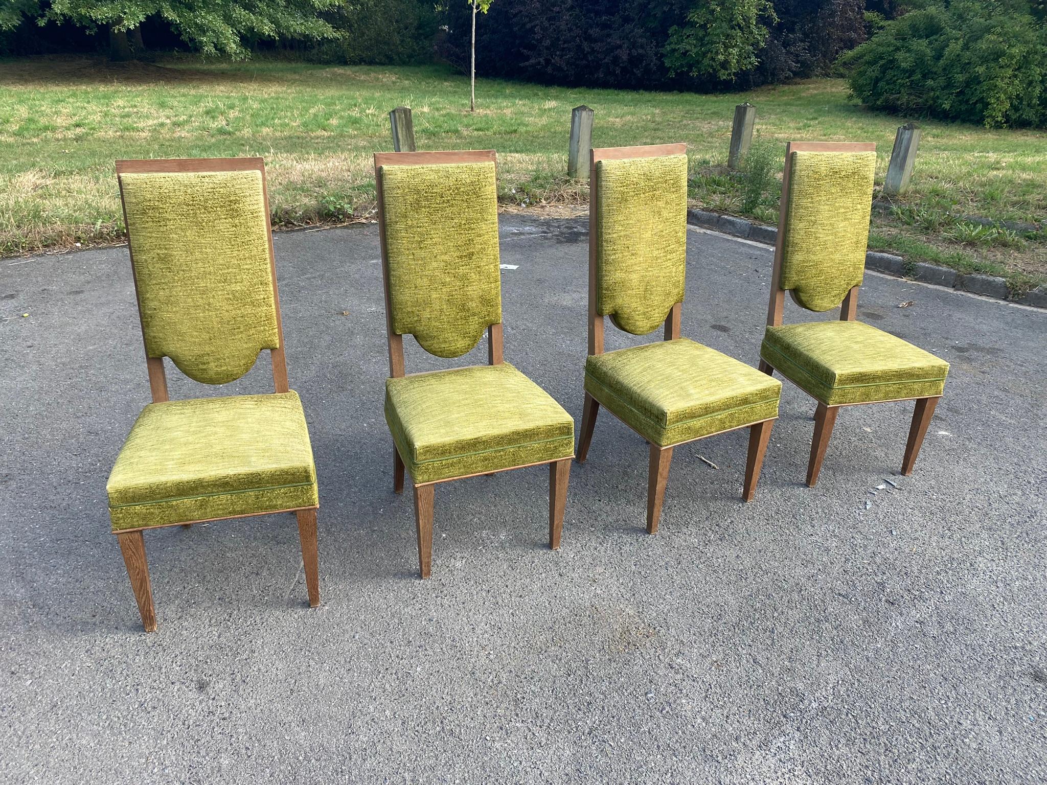 Maurice Jallot,  Set of Seven Art Deco Chairs in Oak, circa 1930/1940 For Sale 3
