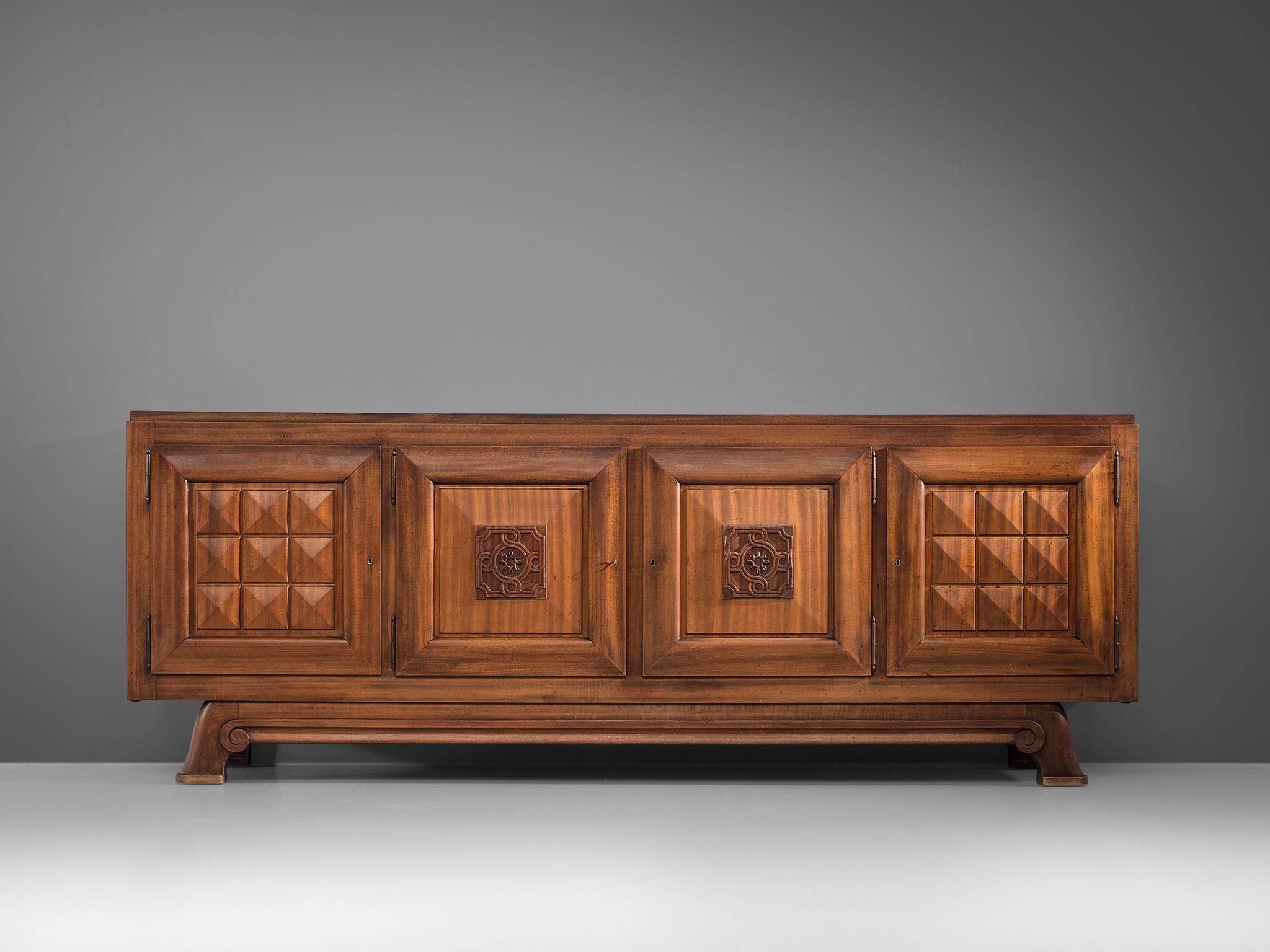 Mid-20th Century Gaston Poisson Sideboard in Mahogany