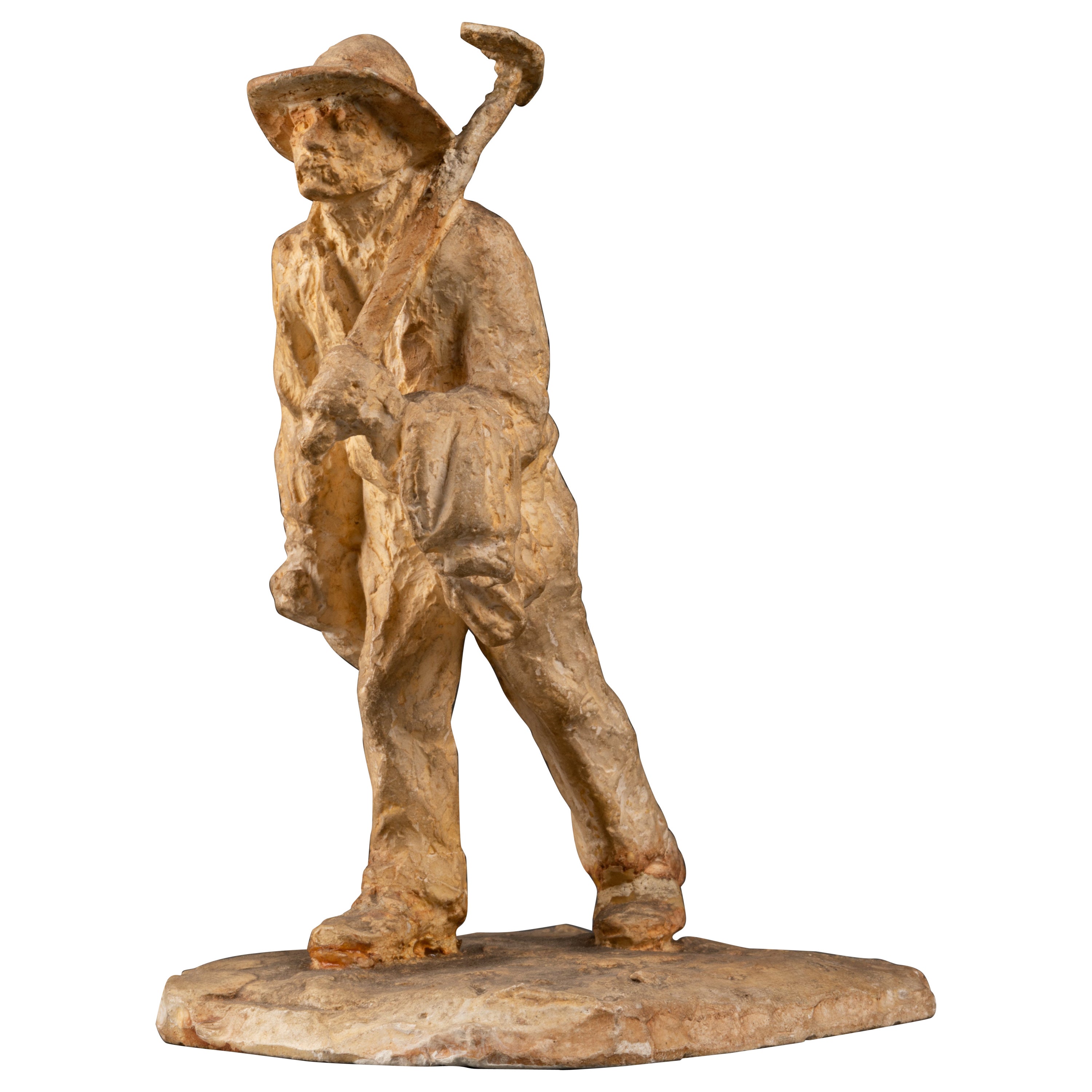 Gaston Schweitzer : "Potatoes picker ", original plaster -1958 For Sale