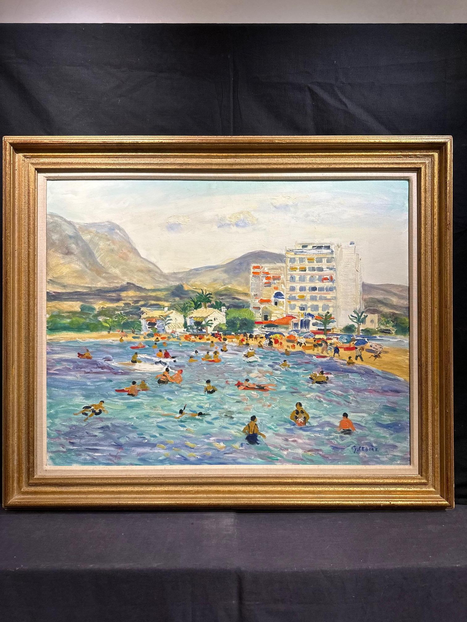 A Day at the Beach - Impressionist Painting by Gaston Sebire