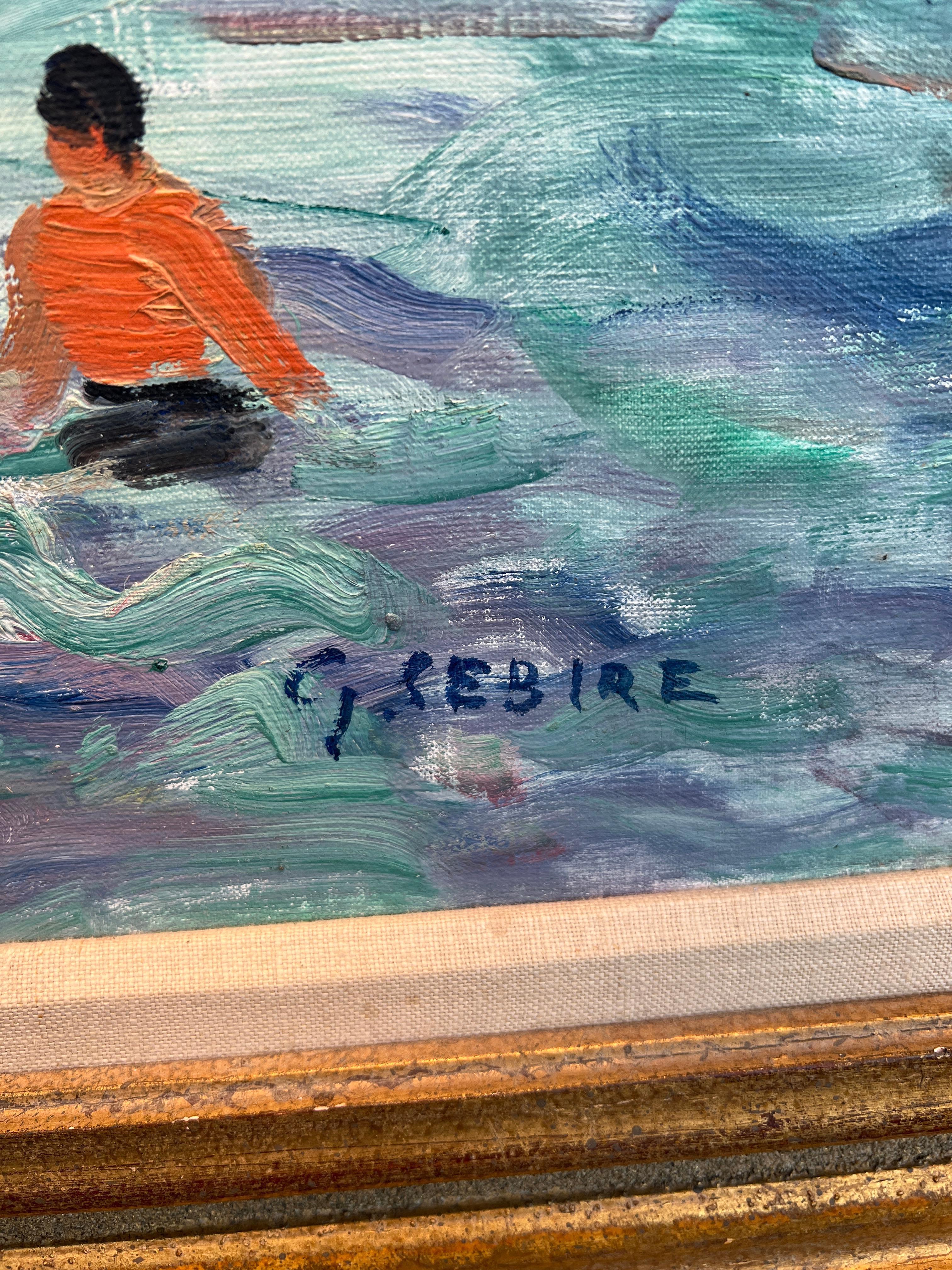 Ein Tag am Strand
Gaston Sebire (Franzose, 1920-2001)
Signiert unten rechts
29 x 36 Zoll
36,5 x 44 Zoll mit Rahmen

Gaston Sebire wurde am 18. August 1920 in Saint-Samson im Calvados geboren. Er war ein Maler von Landschaften, Seestücken, Stillleben