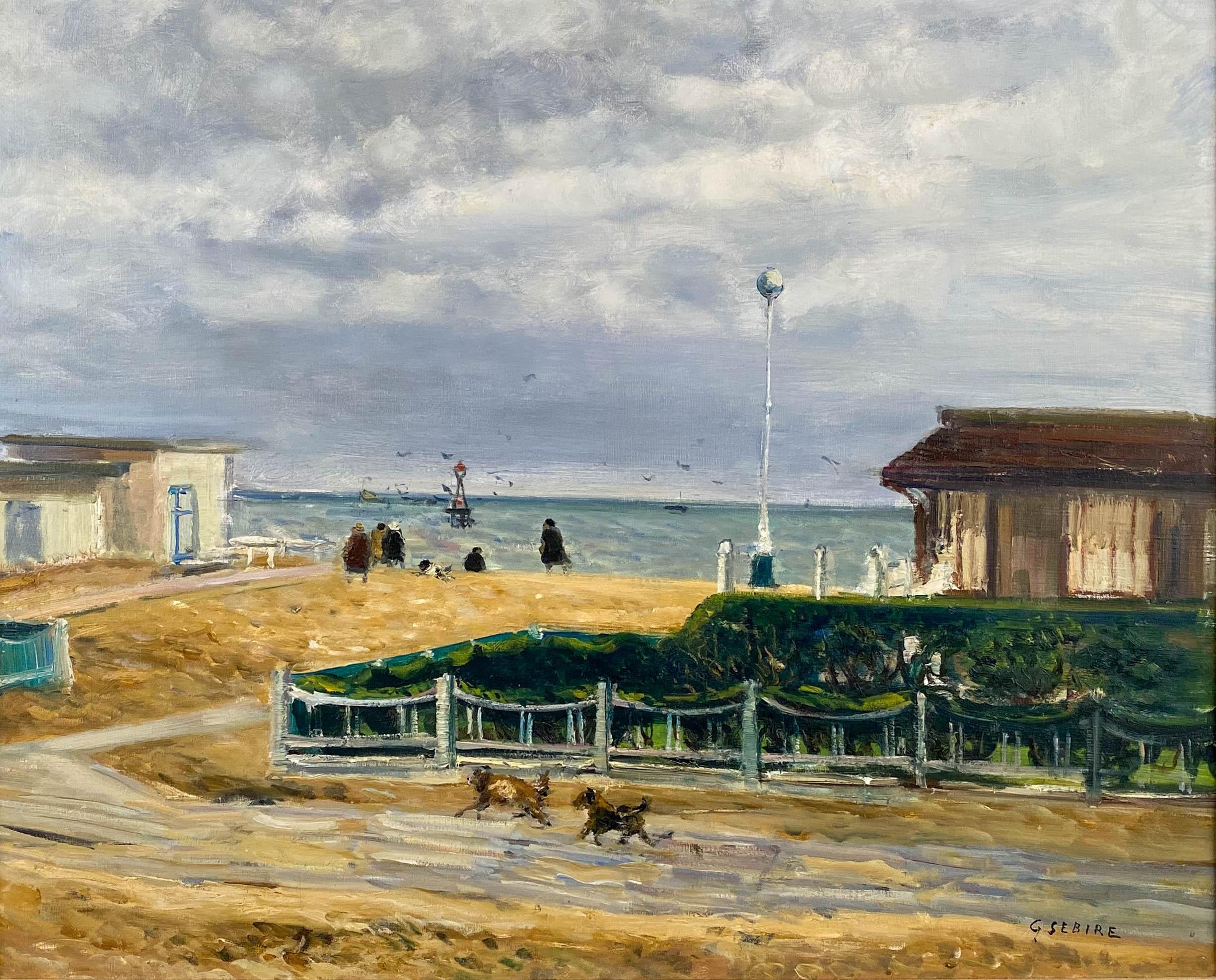At The Seaside (à la mer) - Painting de Gaston Sebire