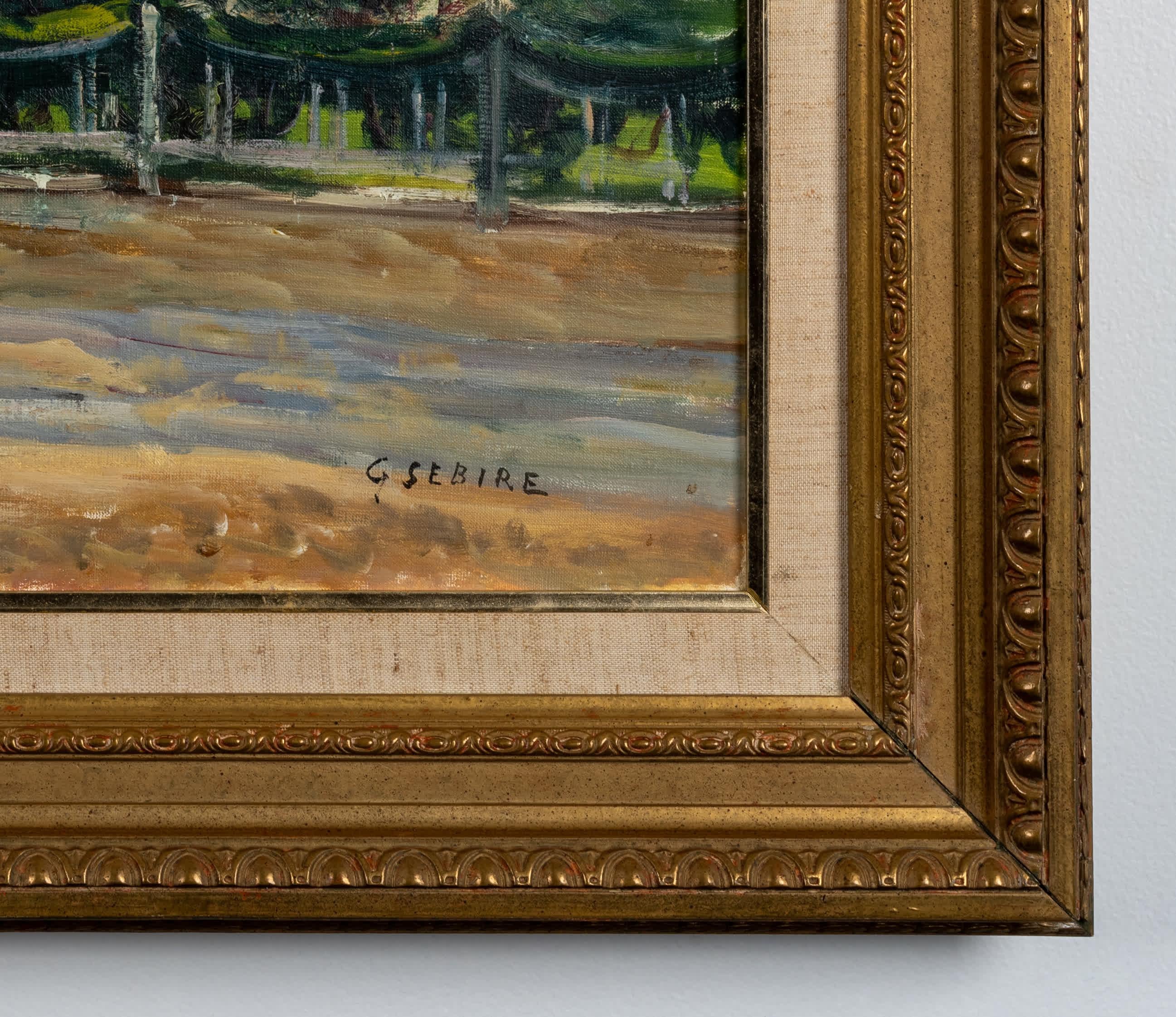 In riva al mare - Landscape Painting Marrone di Gaston Sebire