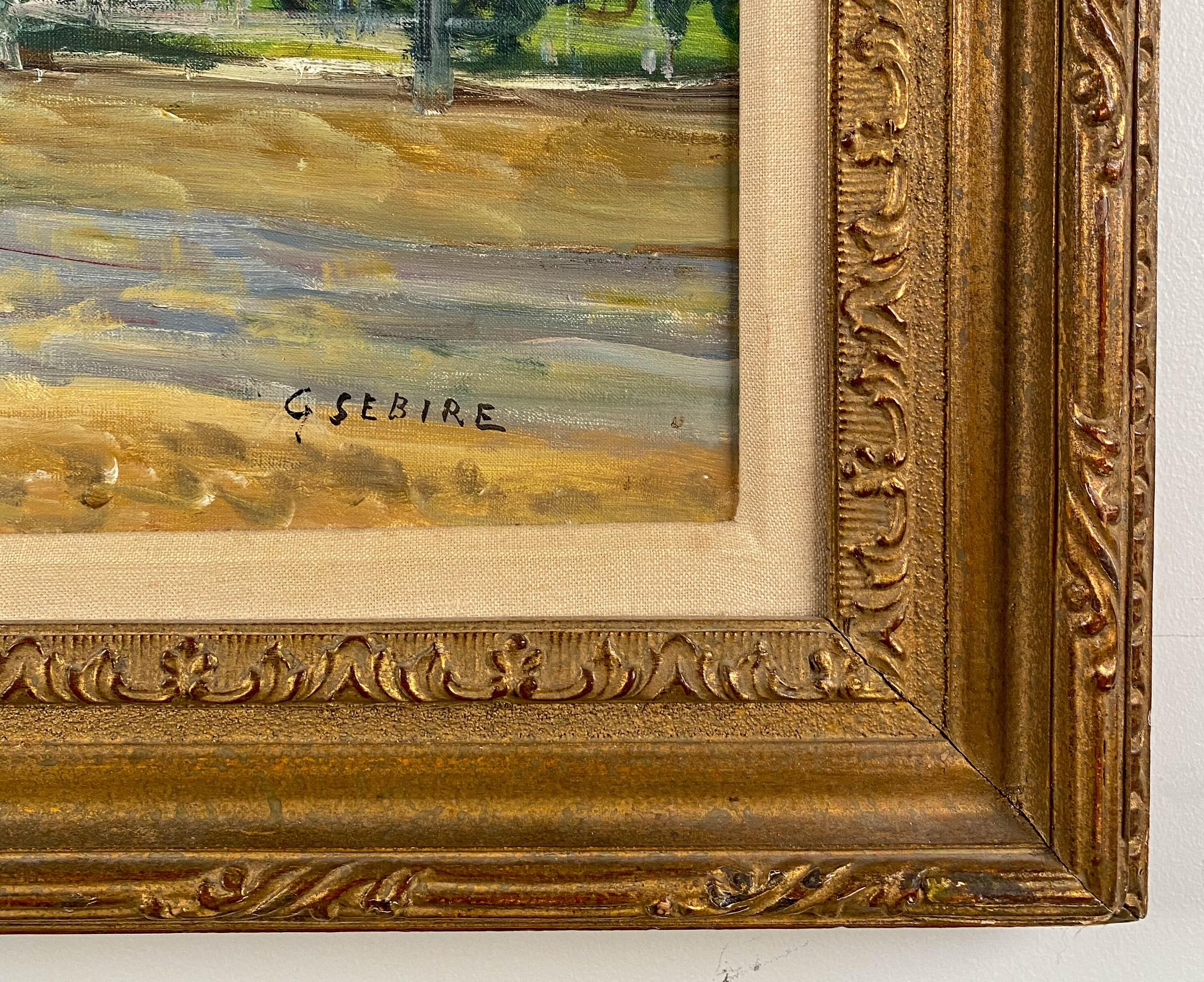 At The Seaside (à la mer) - Post-impressionnisme Painting par Gaston Sebire