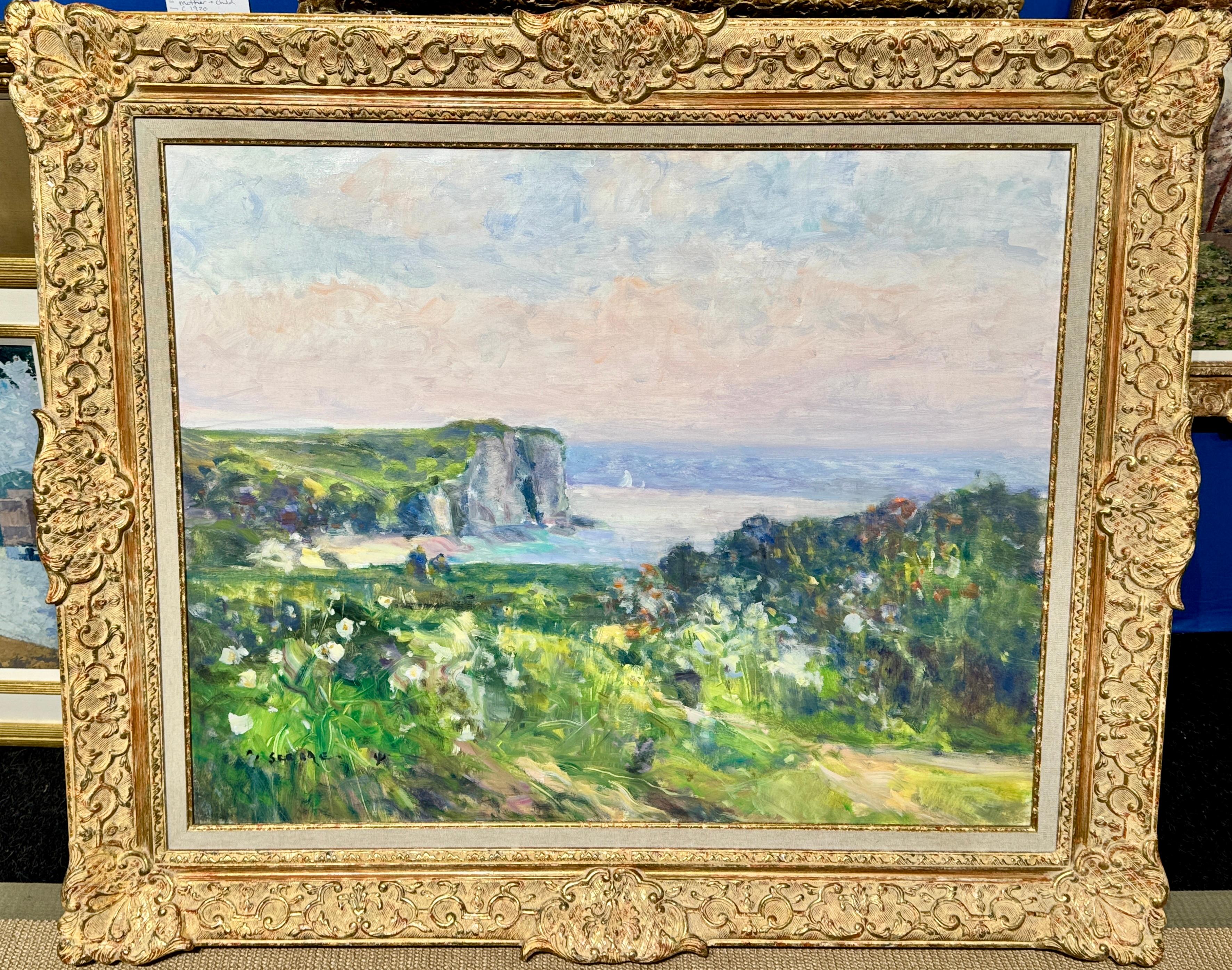 Französischer Impressionist mit Landschaft am Meer, Pays de Caux Normandie