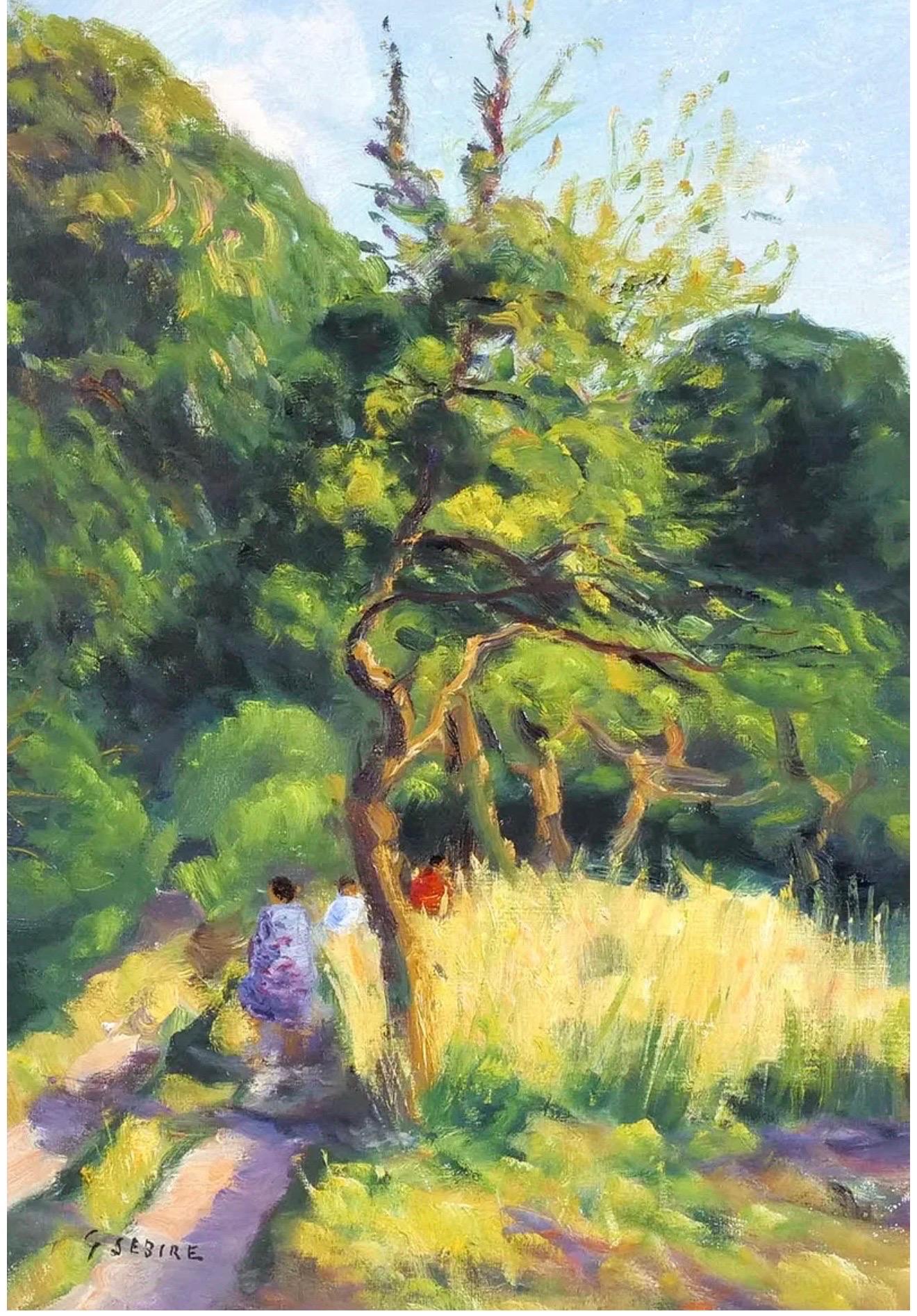 Französisch Post Impressionist Ölgemälde Bucolic Wooded Country Lane Gaston Sebire im Angebot 10