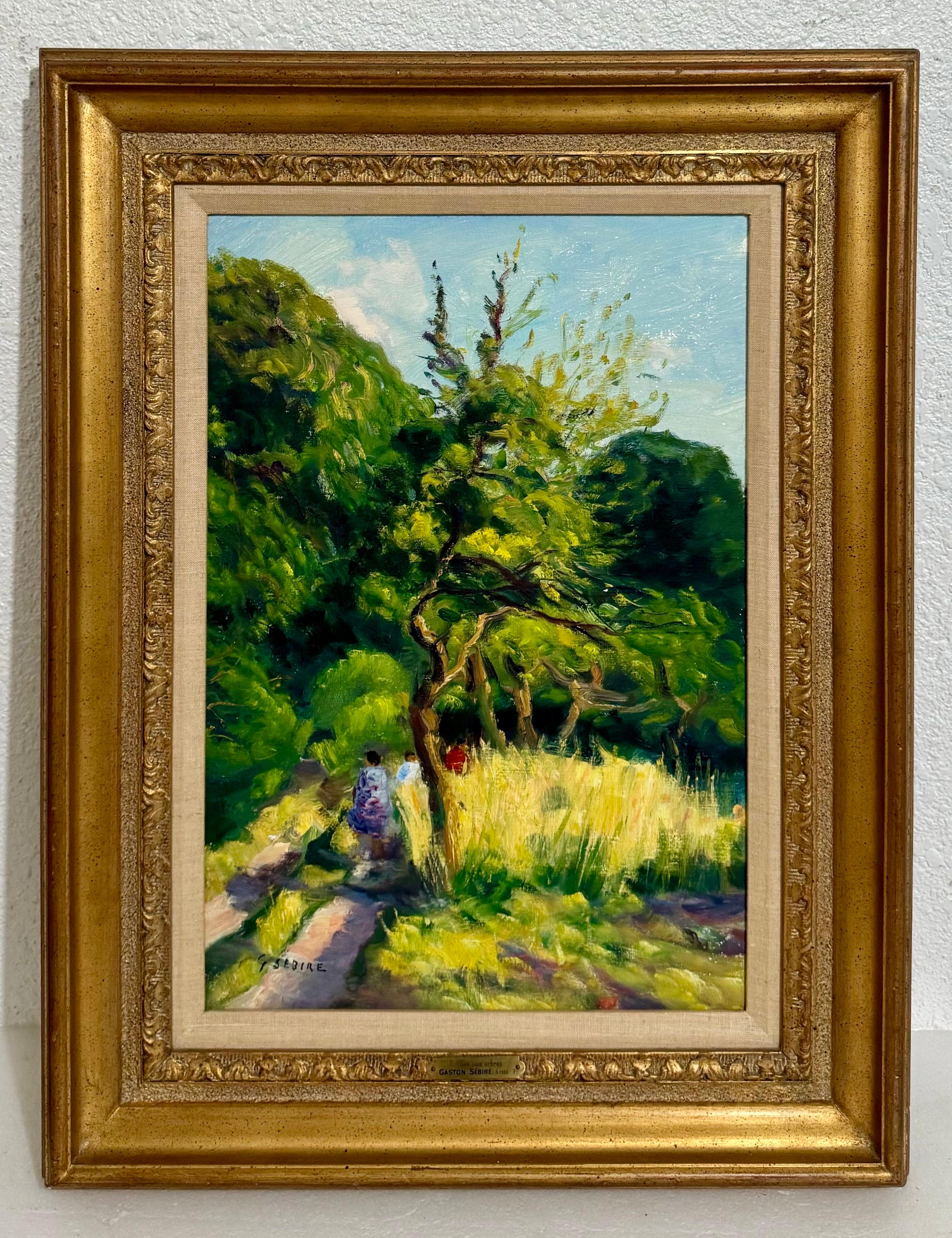 Französisch Post Impressionist Ölgemälde Bucolic Wooded Country Lane Gaston Sebire im Angebot 1