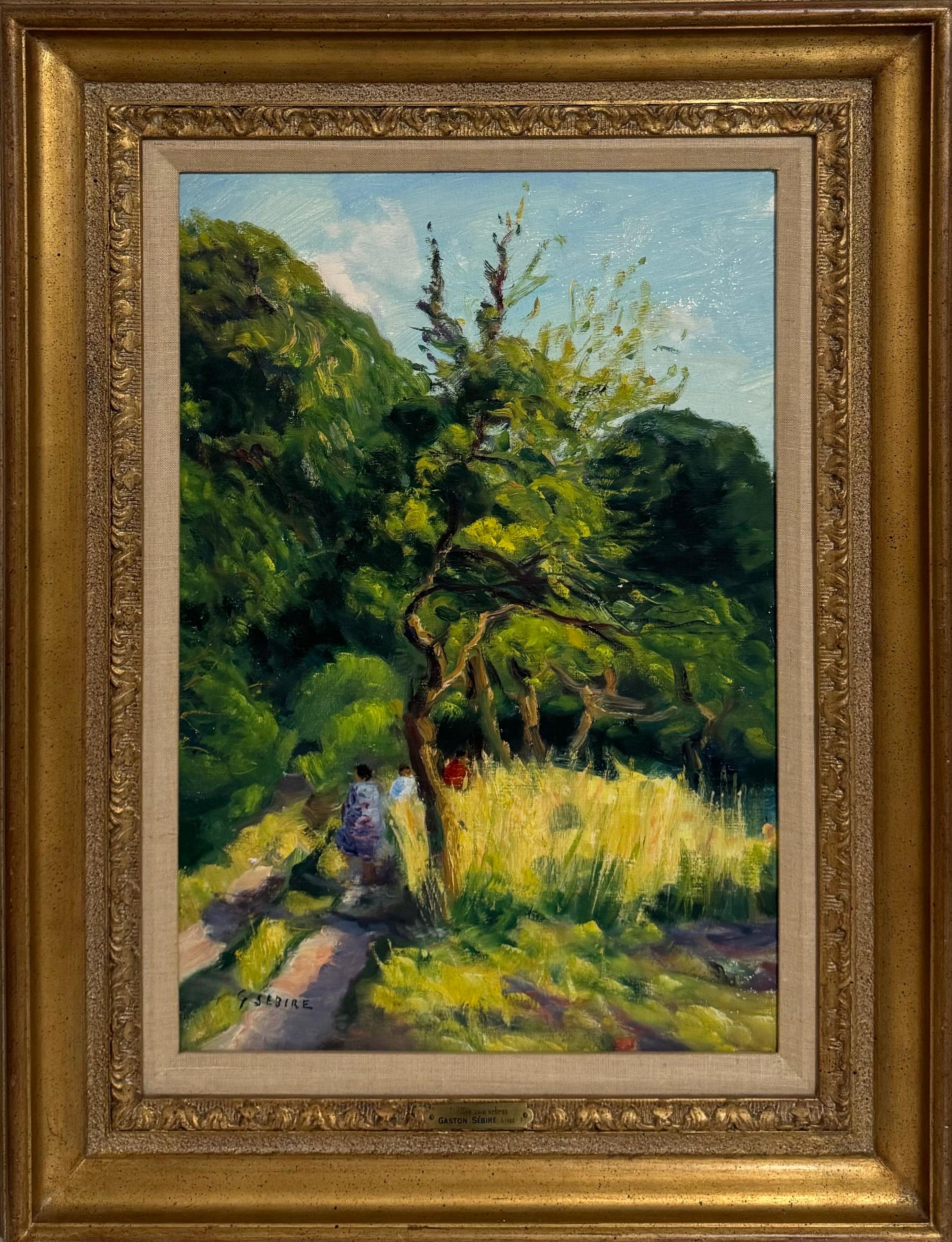 Französisch Post Impressionist Ölgemälde Bucolic Wooded Country Lane Gaston Sebire im Angebot 2