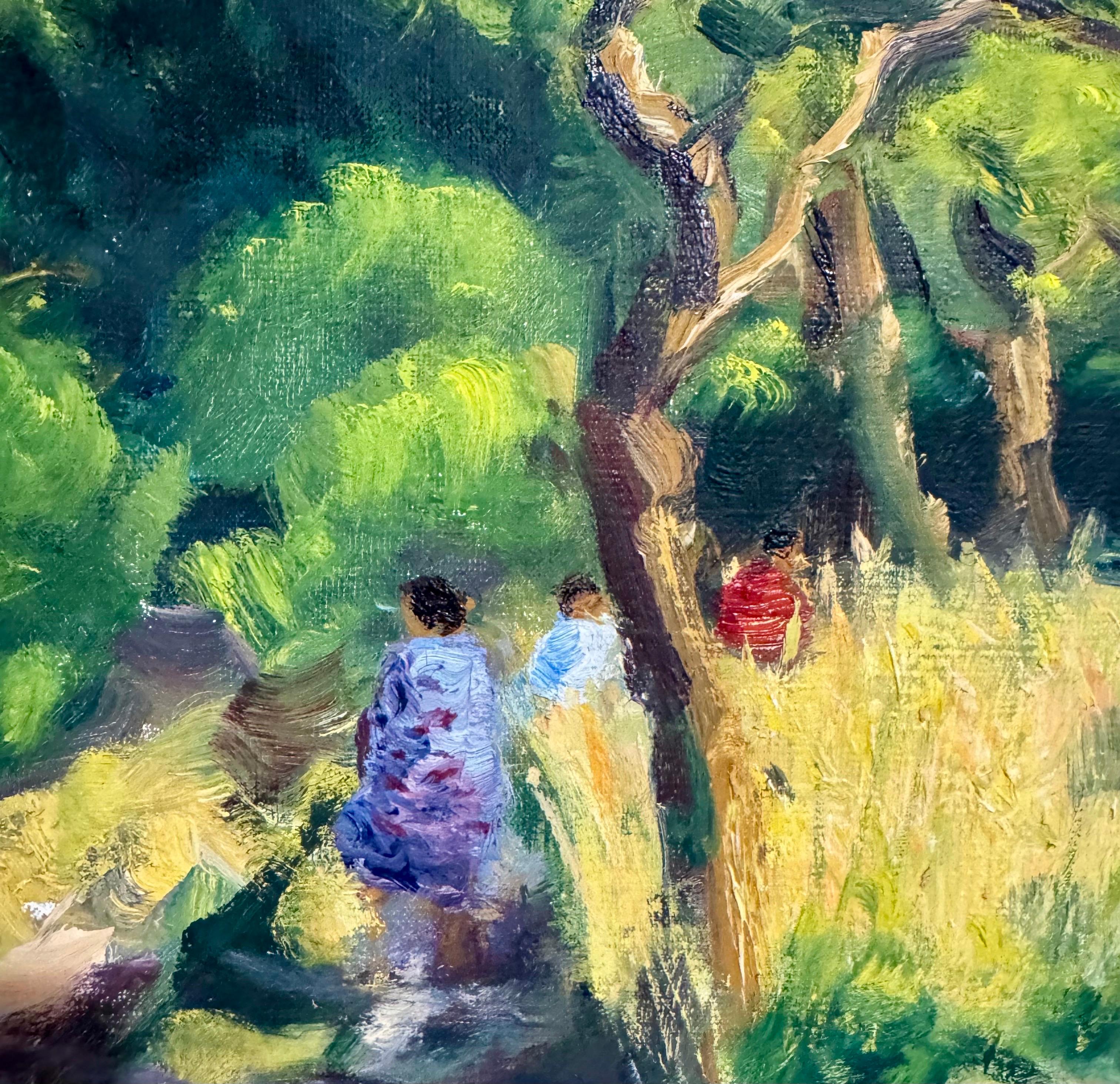 Französisch Post Impressionist Ölgemälde Bucolic Wooded Country Lane Gaston Sebire im Angebot 3