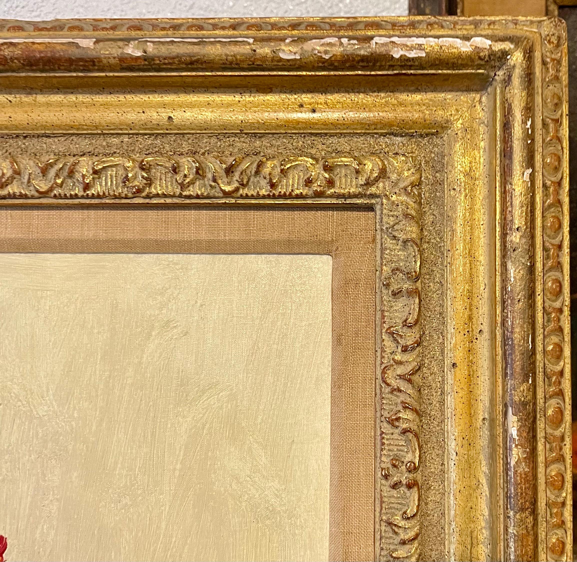 Pittura ad olio francese post-impressionista Rose floreali, vaso Gaston Sebire Fiori in vendita 5