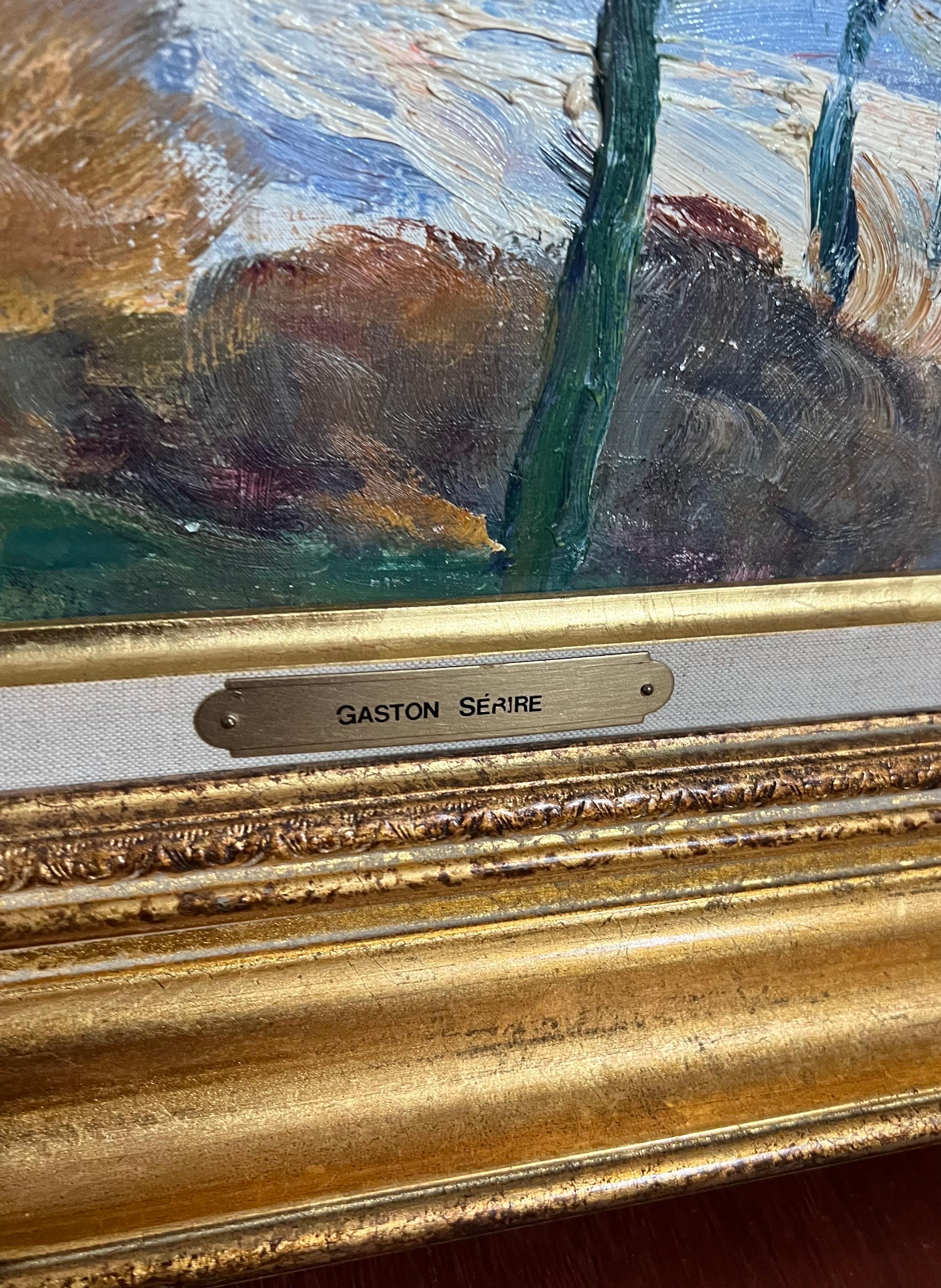 French Post Impressionist Oil Painting Winter Scene, Seine River Gaston Sebire For Sale 9