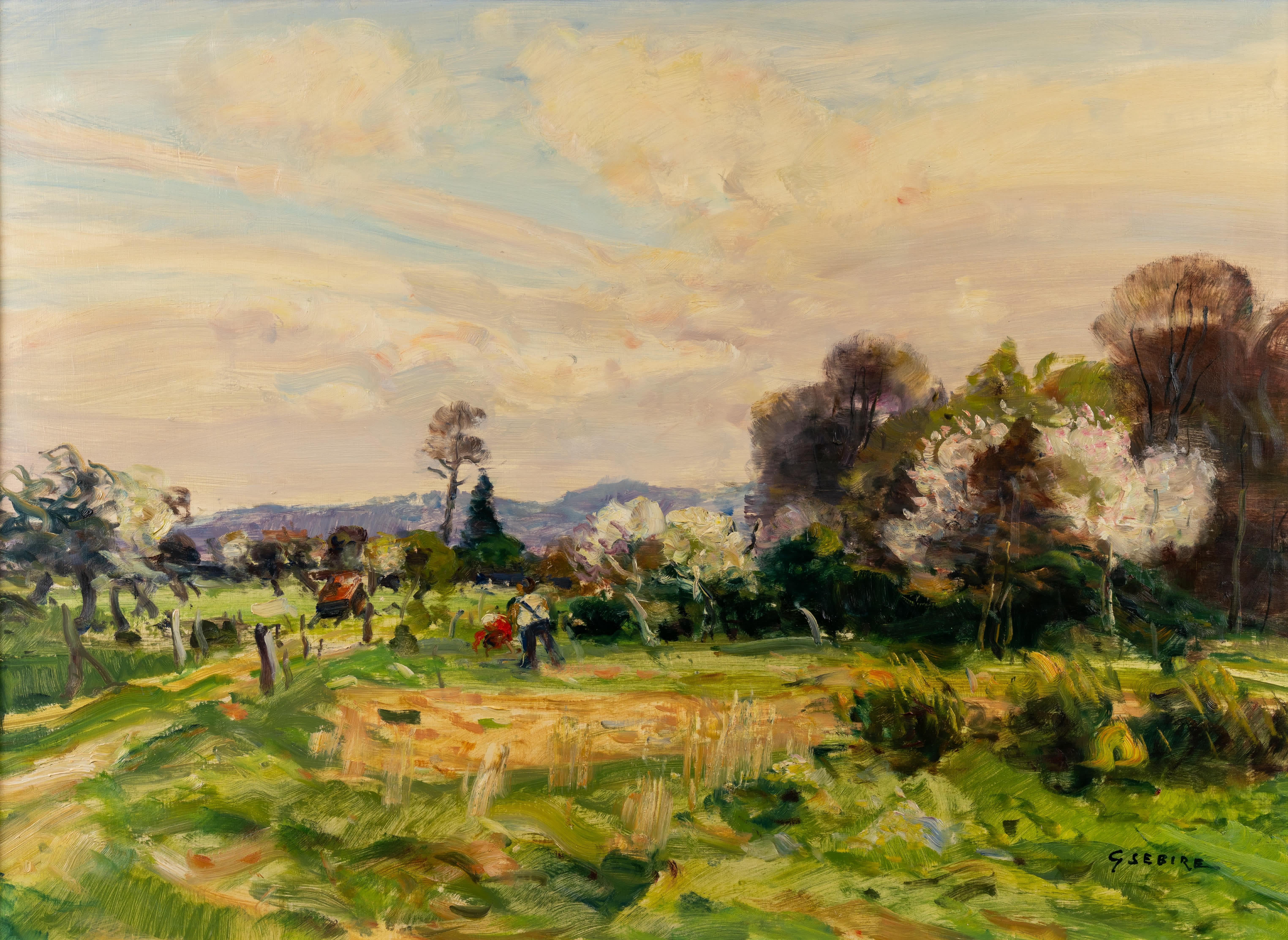 Paisaje con figuras - Painting de Gaston Sebire