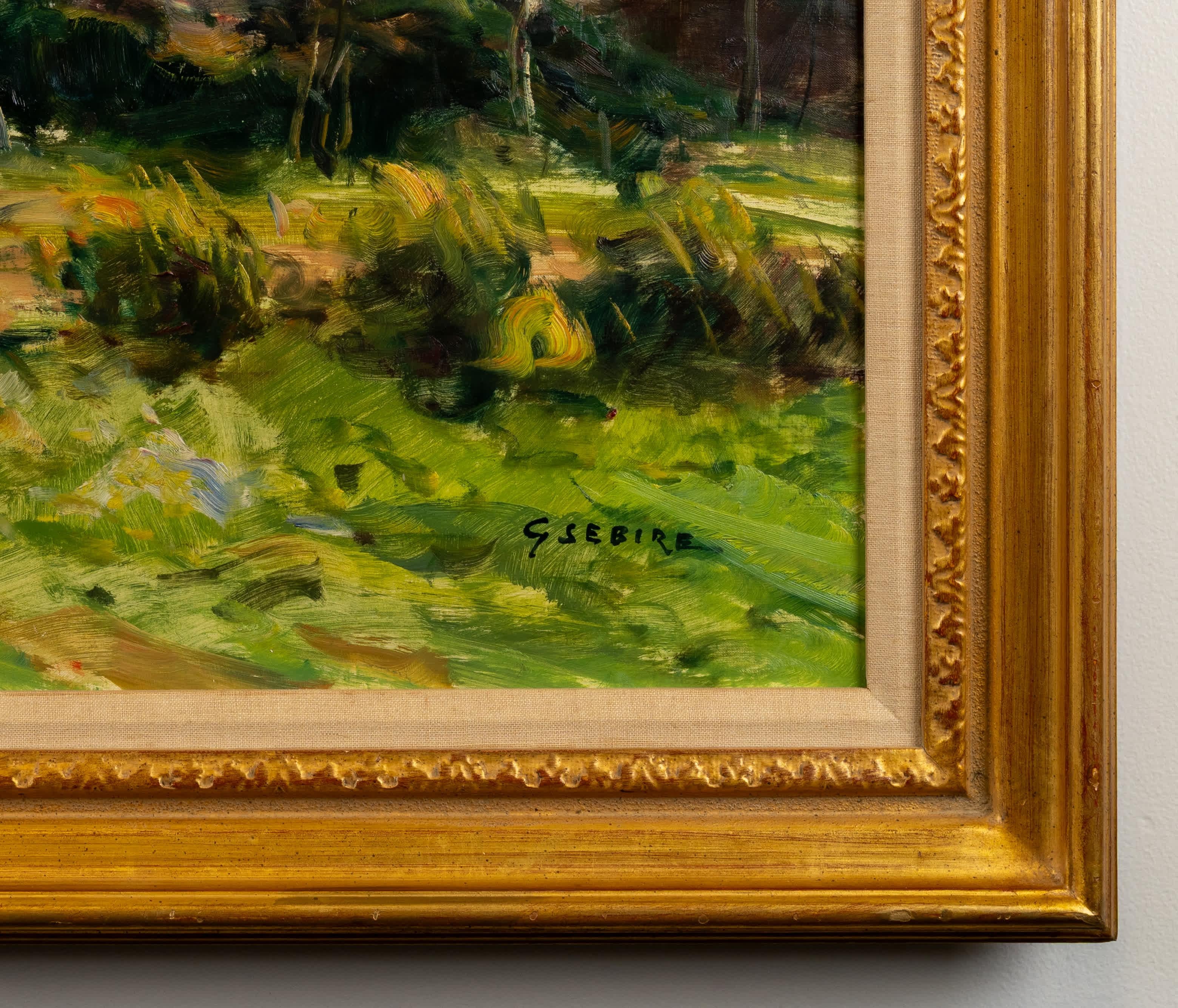 Paisaje con figuras - Landscape Painting Marrón de Gaston Sebire
