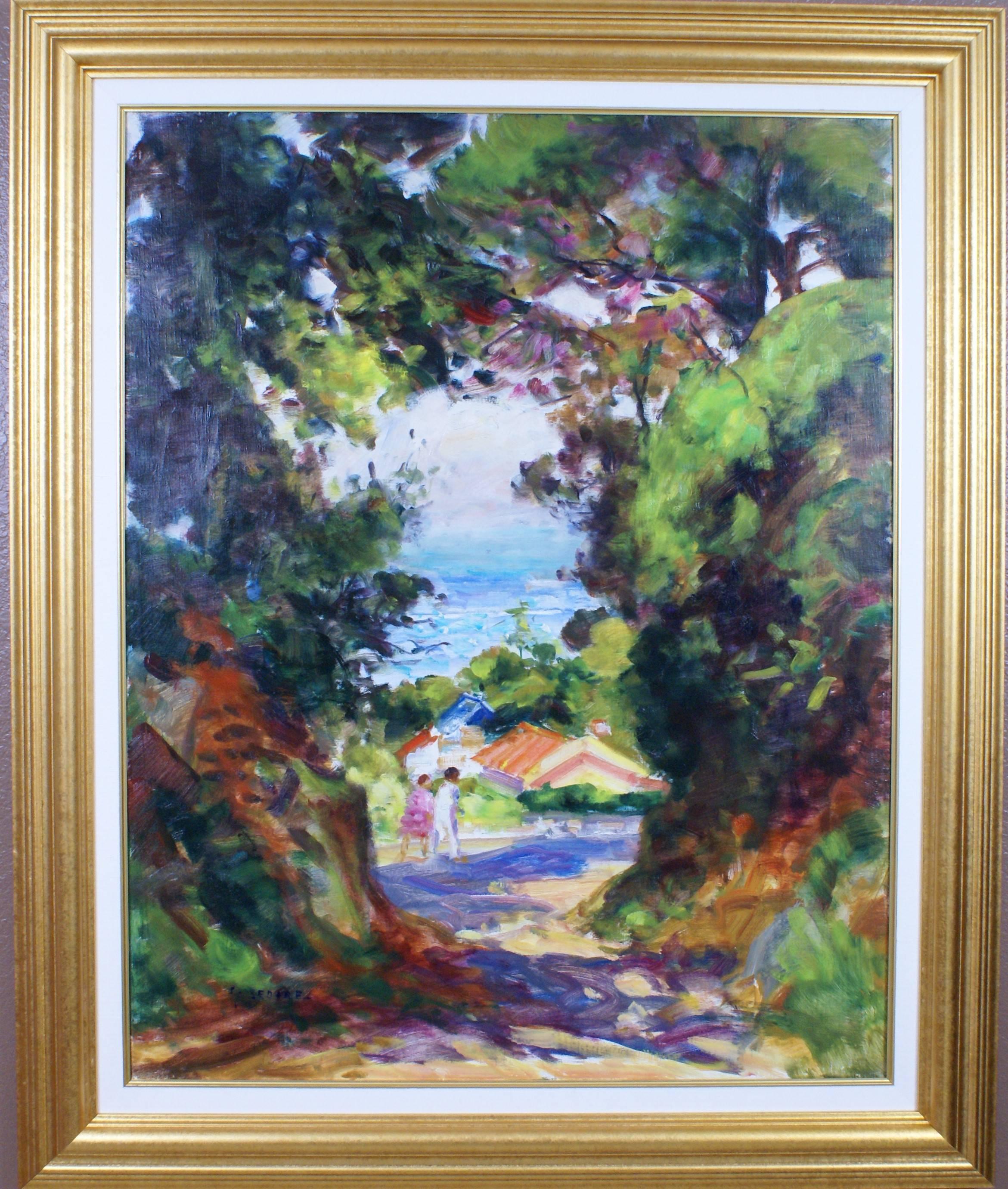 Gaston Sebire Figurative Painting - Le Petit Chemin à Cap d'Antibes (The small road in Cap d'Antibes)