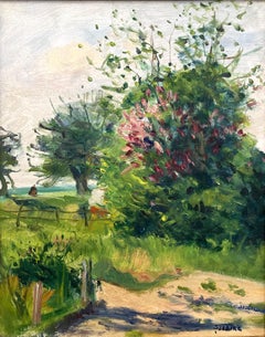 "Petit Paysage au Lilas" Impressionistic Spring Oil Painting Floral Landscape