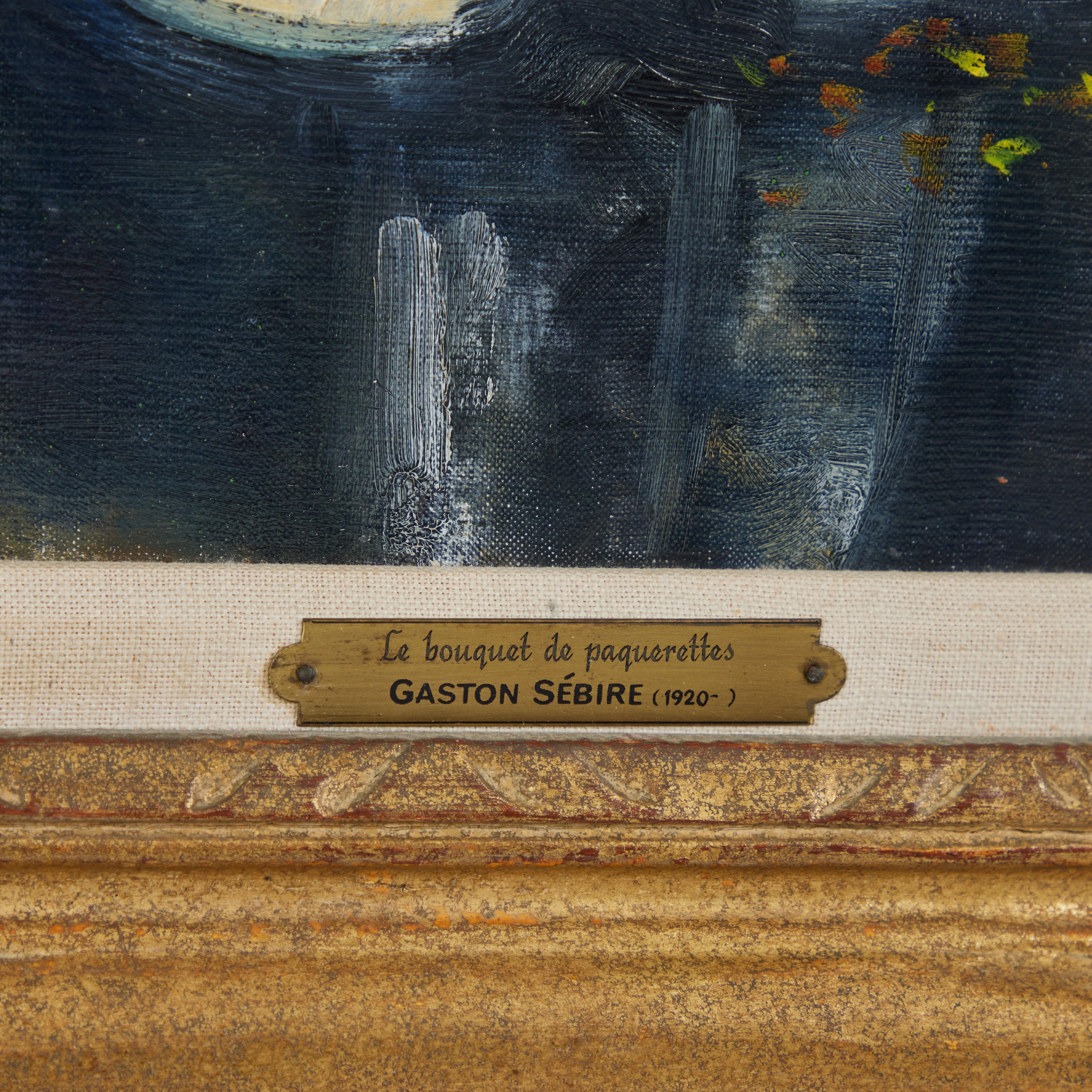 Pichet avec fleurs, huile sur toile, Gaston Sébire (1920-2001) - Marron Still-Life Painting par Gaston Sebire