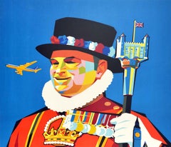 Original Vintage Travel Poster Tower Of London Sabena Airlines Midcentury Design