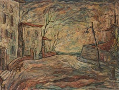 Abstract Impressionist Periphery Gastone Biggi 1950 Oil on Canvas