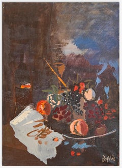Stilleben -  Öl auf Leinwand von Gastone Breddo – Mitte des 20. Jahrhunderts 