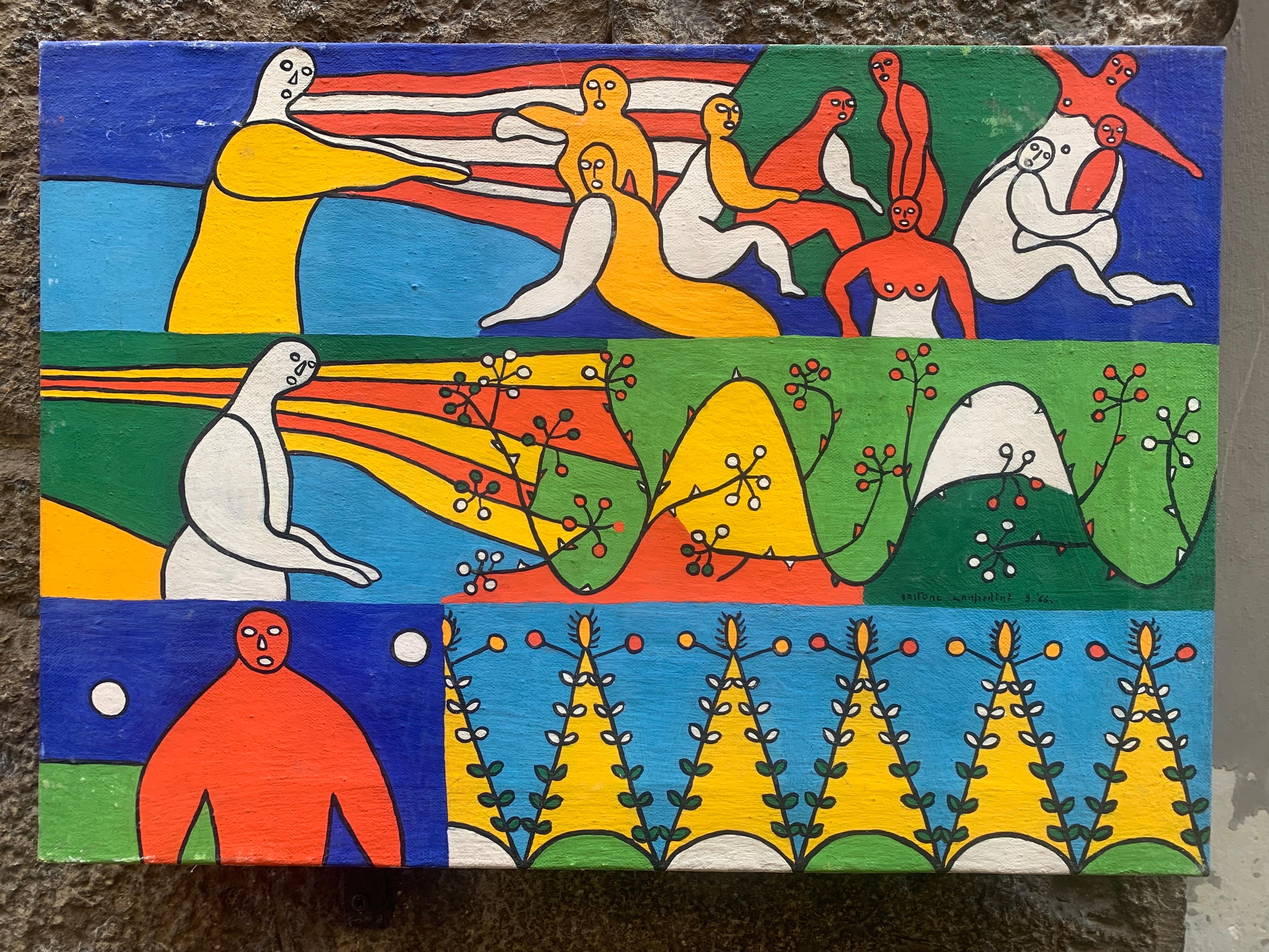 Pintura Naif . Escuela italiana . 1967 - Painting de Gastone Lanfredini