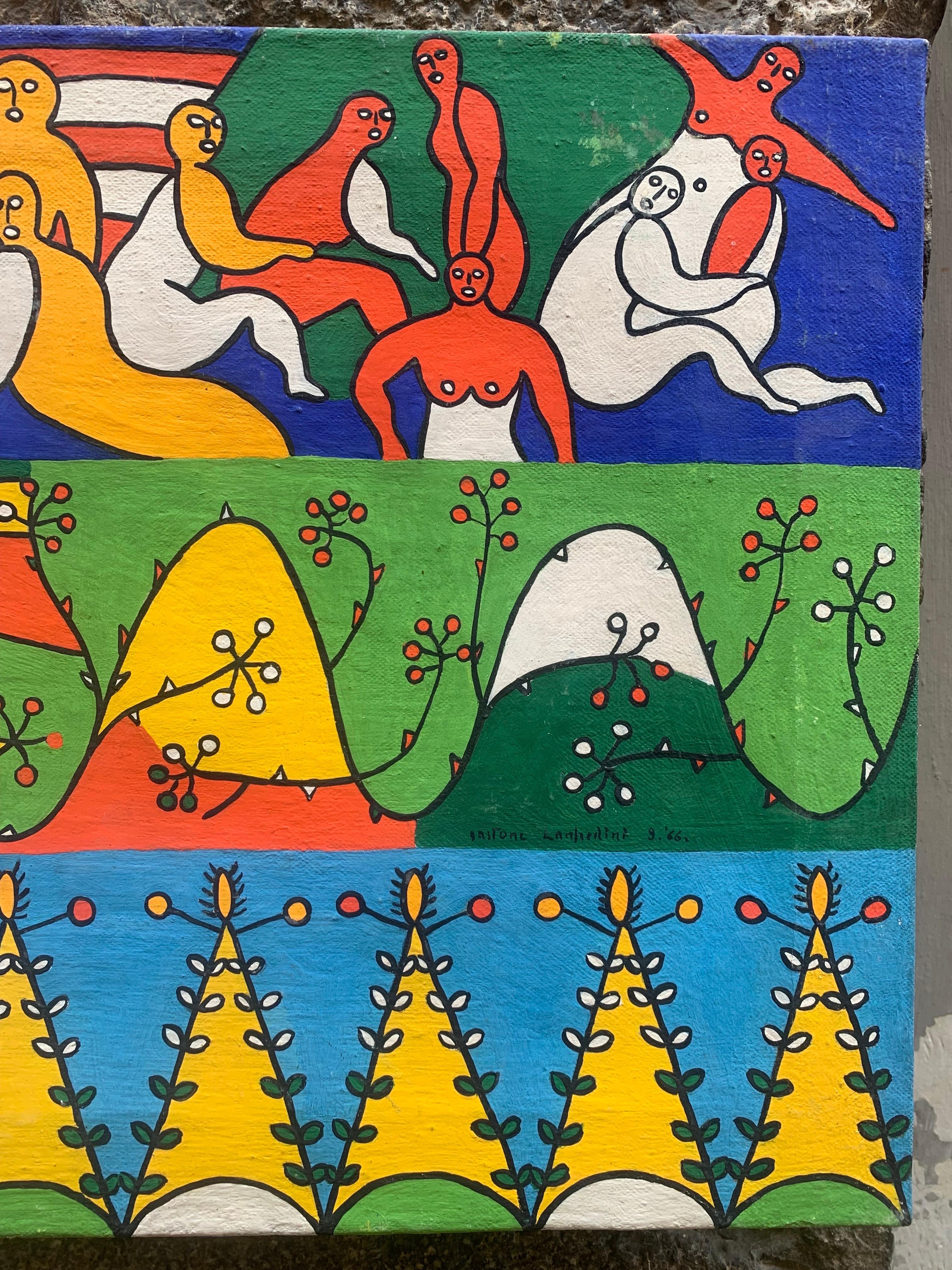 Pintura Naif . Escuela italiana . 1967 - Painting Fauvista de Gastone Lanfredini