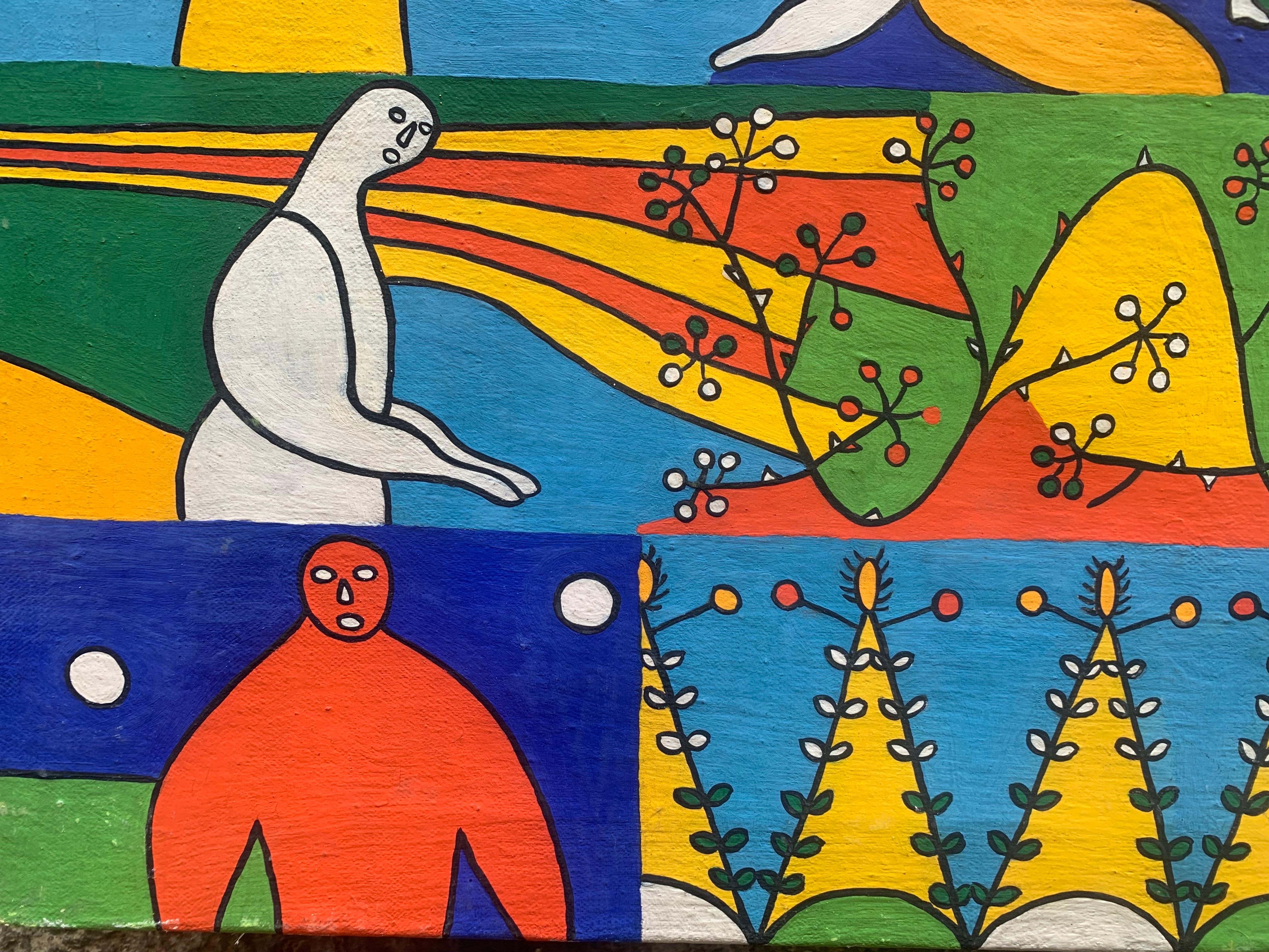 Pintura Naif . Escuela italiana . 1967 1
