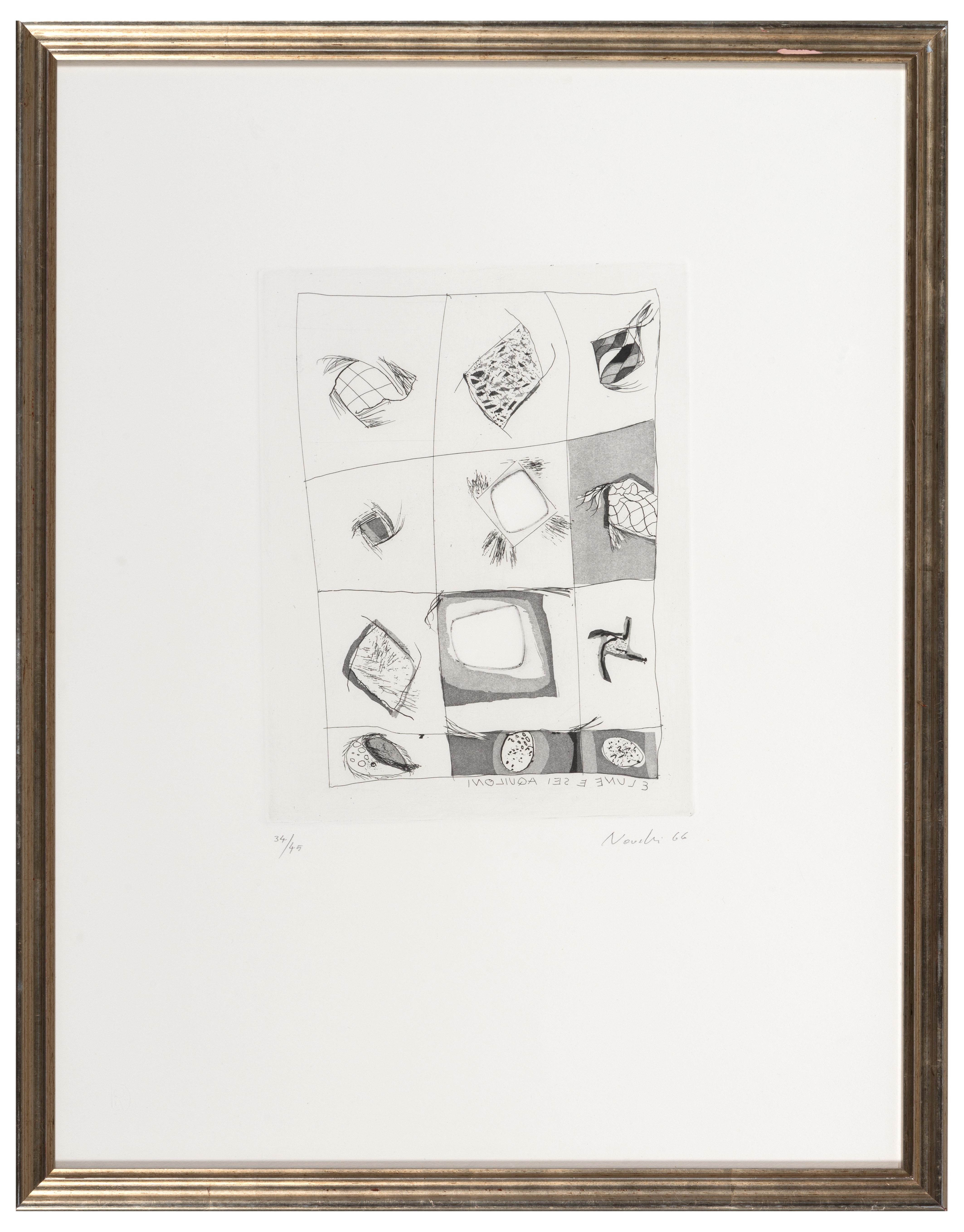Rare edition by Italian artist Gastone Novelli, executed in 1966.
Signed and dated ‘Novelli 66', on the lower right; the title is on the matrix in reverse on the left, numbered on the lower left.

Exhibitions: Bolzano, Galleria Il Sole, Novelli, 18