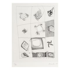 Vintage 3 Lune e 6 aquiloni,  Silkscreen, Abstract Art, Grid, Abstract versus Figurative