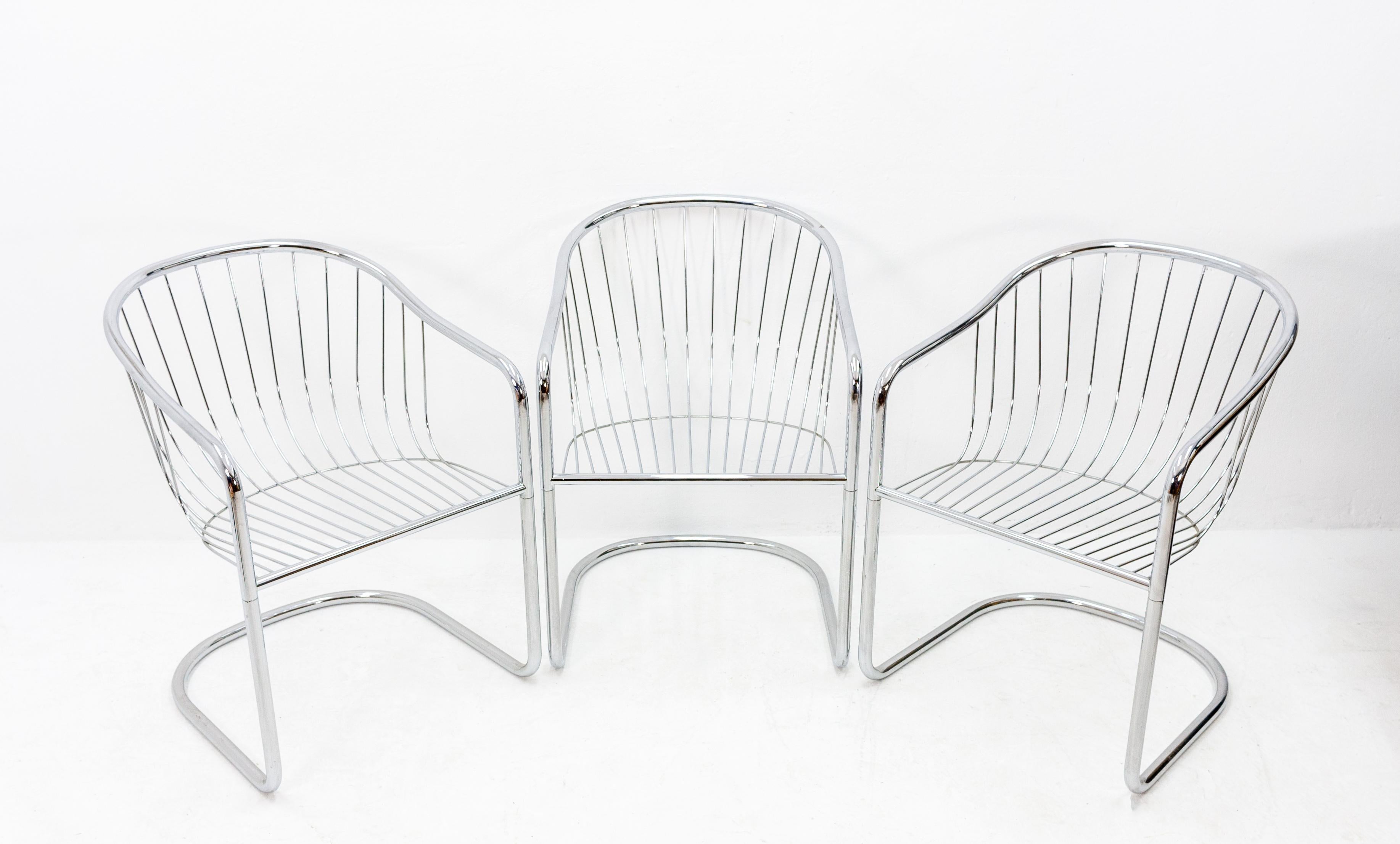 Late 20th Century Gastone Rinaldi 1970s Chrome Chairs