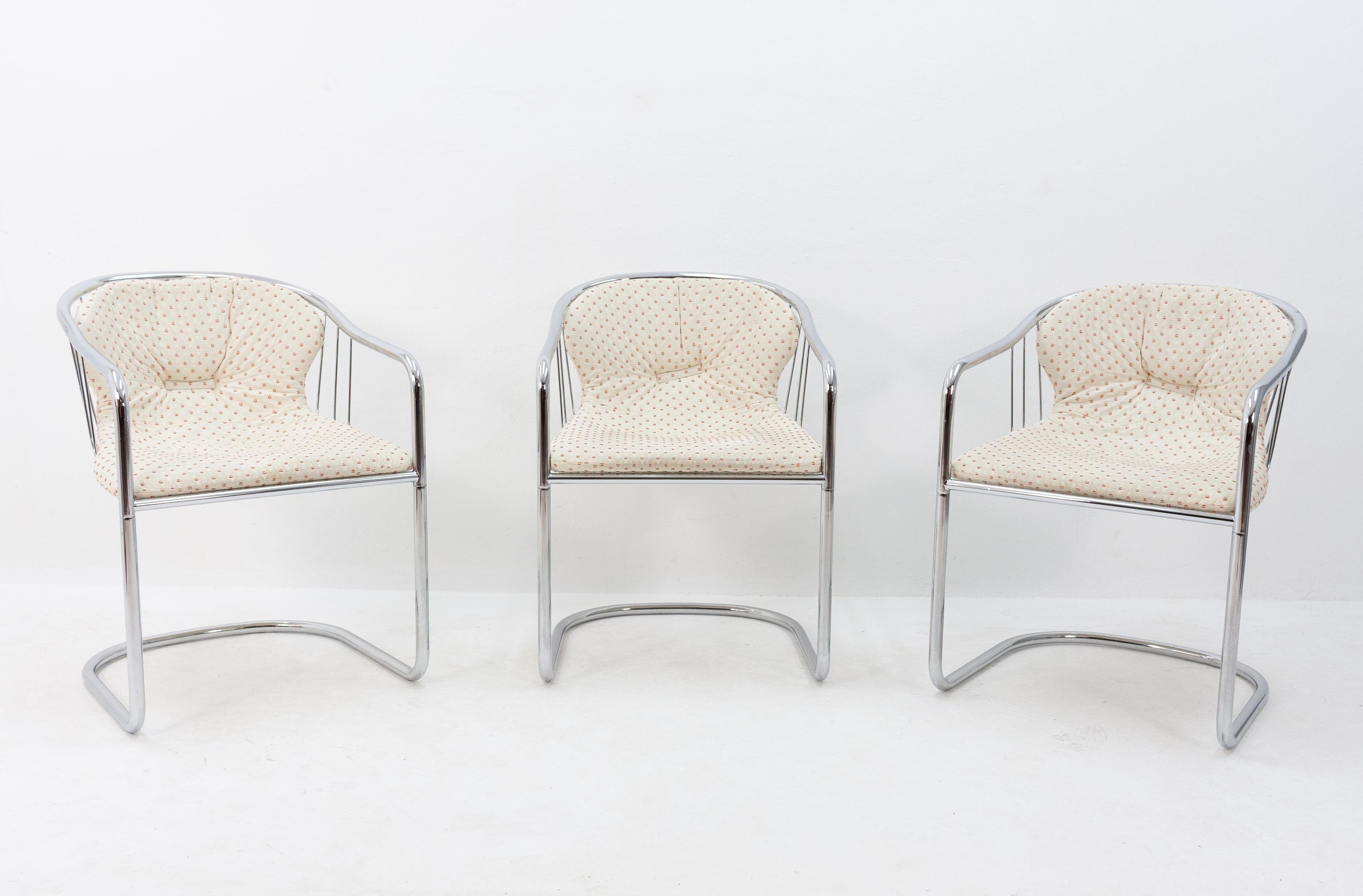 Mid-Century Modern Gastone Rinaldi 1970s Chrome Chairs