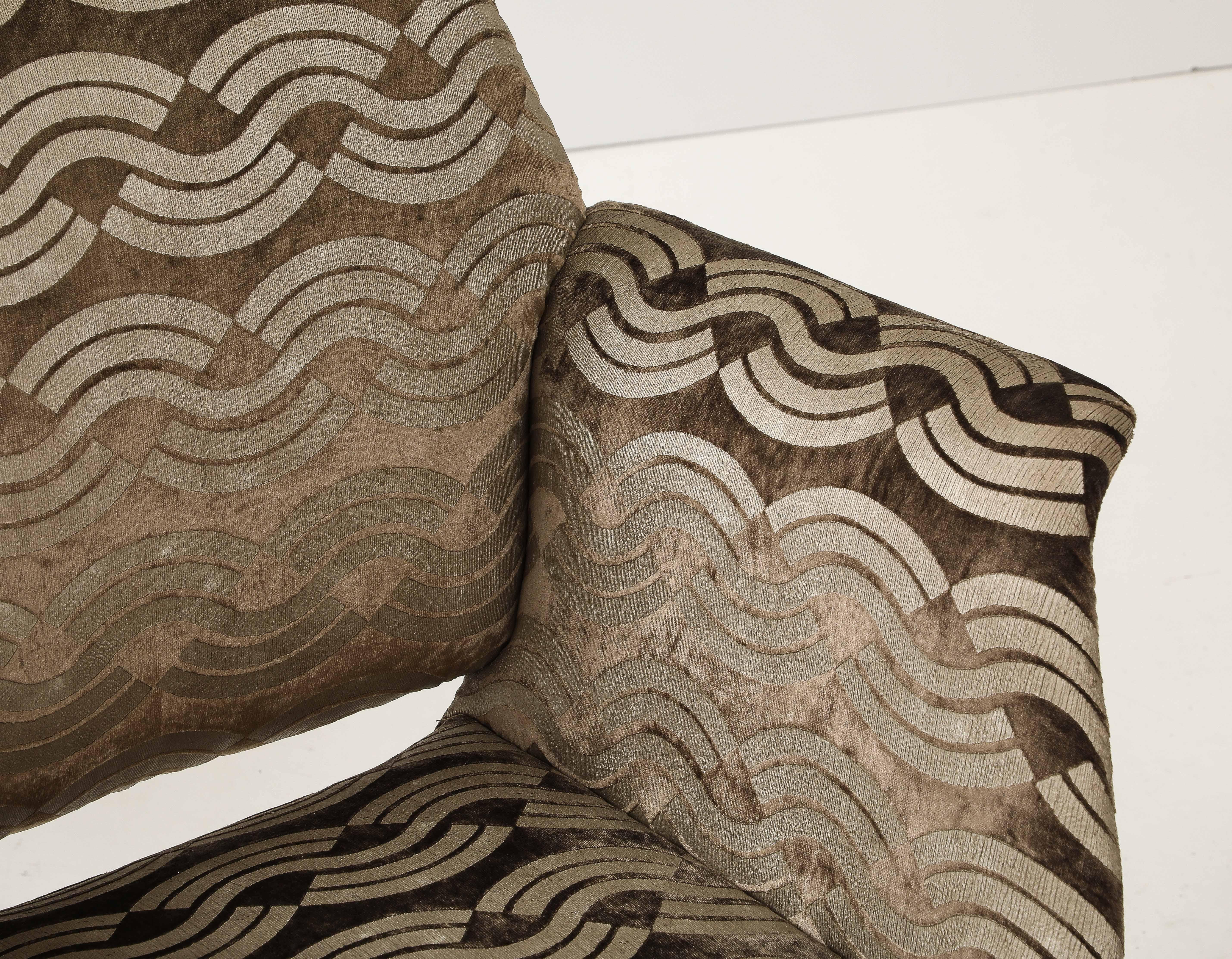 Gastone Rinaldi zugeschriebene modernistische Sessel mit Donghia-Stoff (Moderne der Mitte des Jahrhunderts) im Angebot