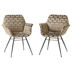 Fauteuils modernistes attribués à Gastone Rinaldi avec tissu Donghia