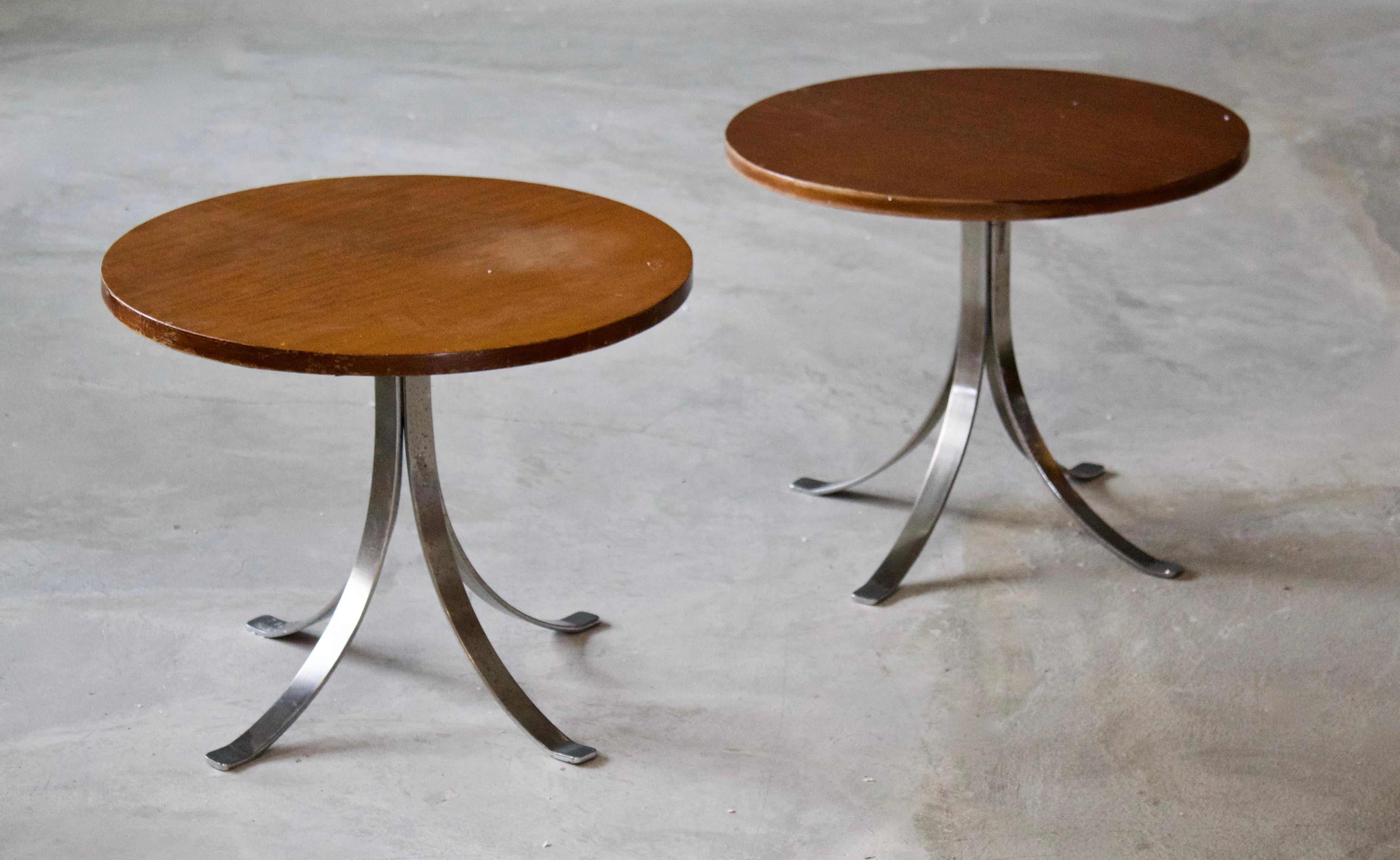 A pair of side tables or coffee tables, design attributed to Gastone Rinaldi, produced by Rinaldis firm RIMA, Italy. With paper labels

 Other Italian designers of the period include Gio Ponti, Franco Albini, Paolo Buffa, Ico Parisi, and Osvaldo