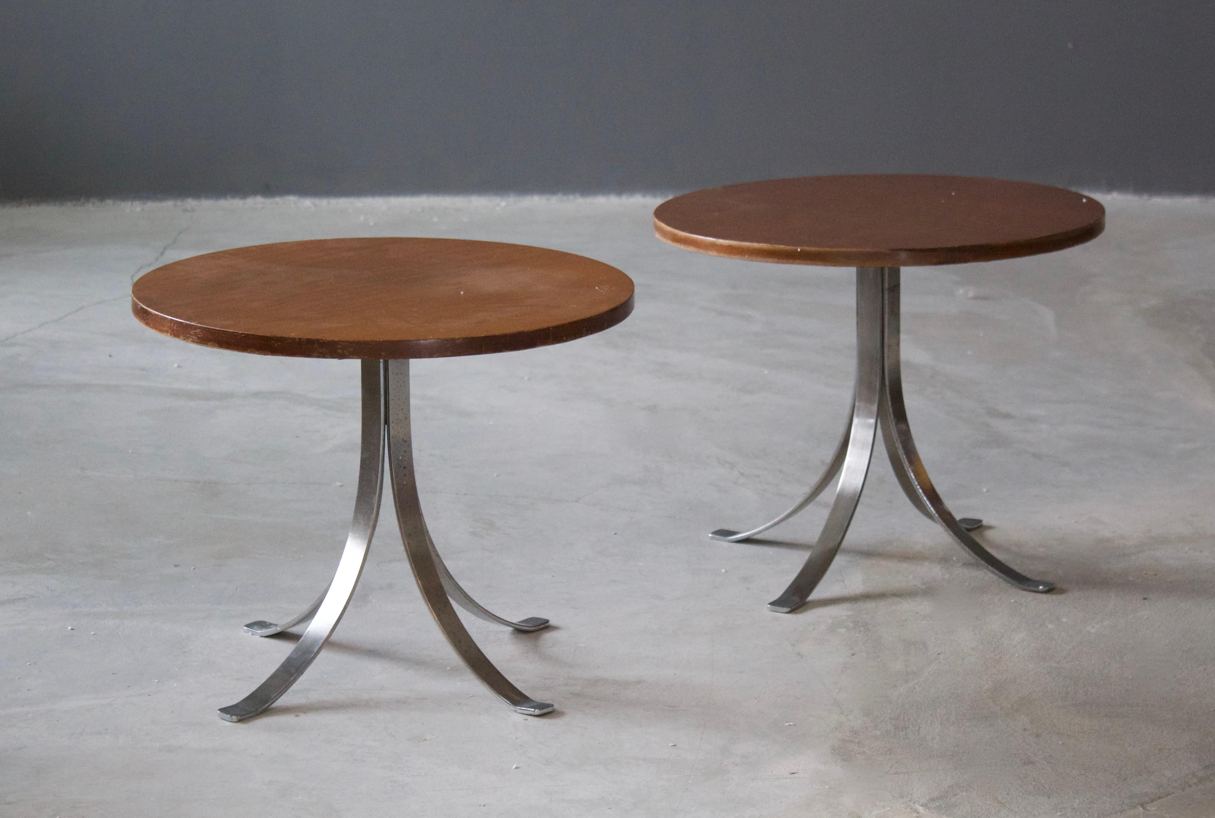 Mid-Century Modern Gastone Rinaldi 'Attributed' Side Tables, Wood, Metal, RIMA, Italy, 1950s For Sale