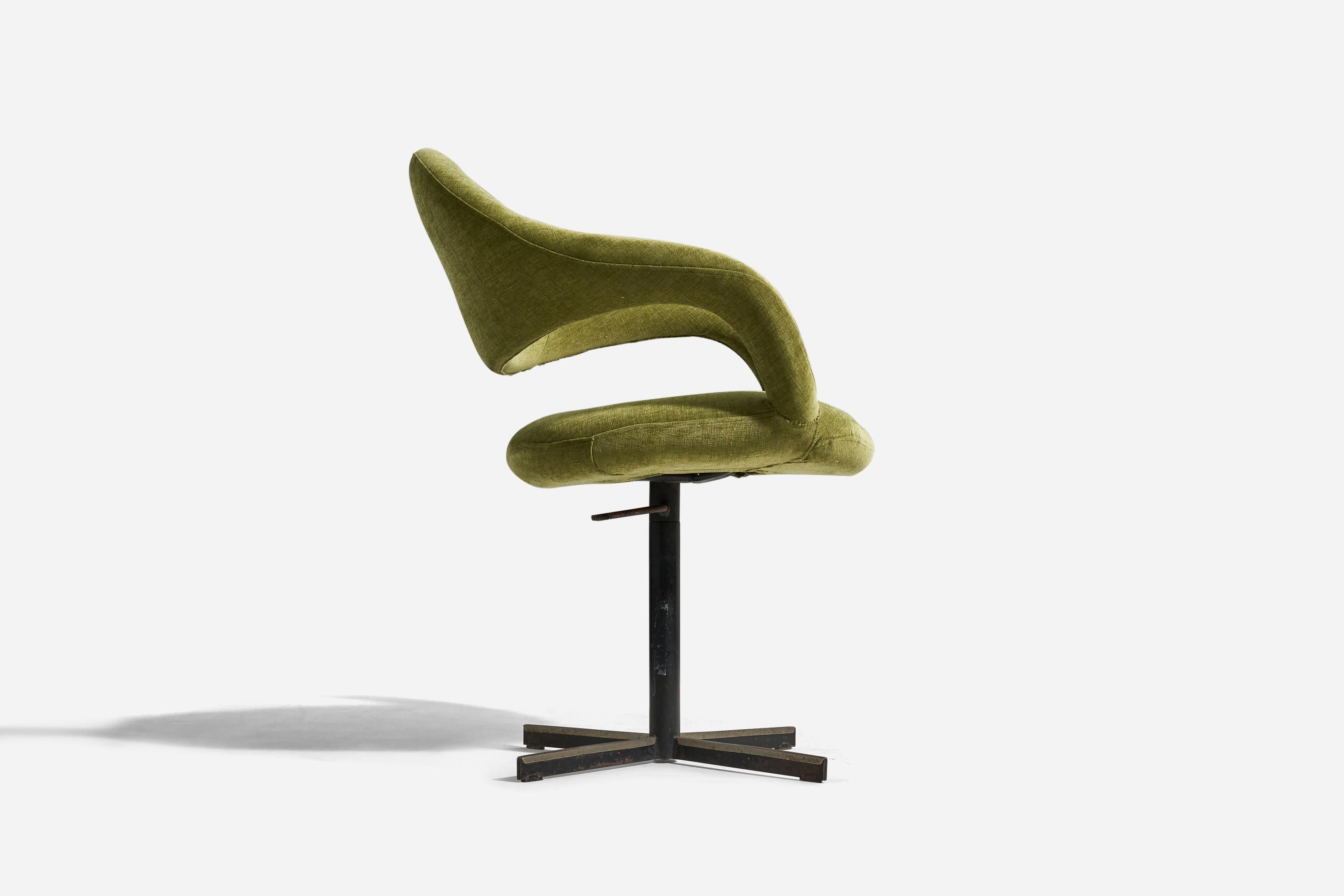 Italian Gastone Rinaldi, Chair, Green Cotton, Metal, RIMA, Italy, 1950s