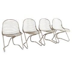 Gastone Rinaldi Chromed Dining Chairs for RIMA, Set of Four, Italy I970s