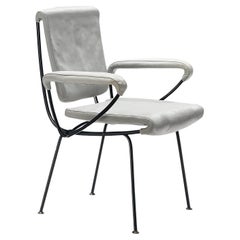 Used Gastone Rinaldi 'DU 24' Armchair in Grey Leatherette and Metal 
